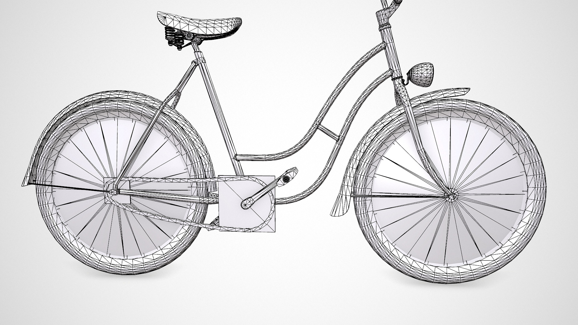 Old Vintage Bicycle Low-poly PBR Low-poly 3D model_26