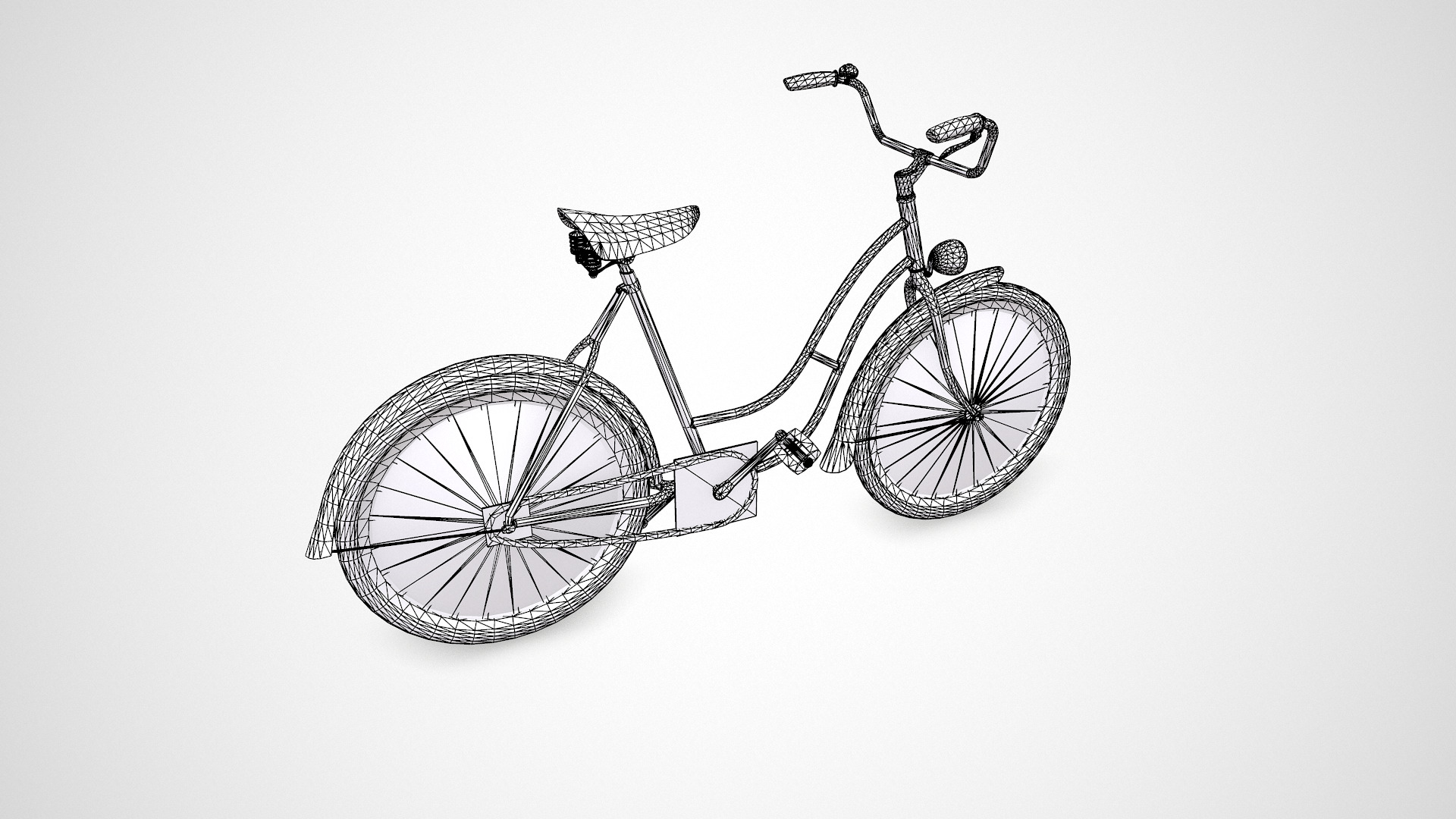 Old Vintage Bicycle Low-poly PBR Low-poly 3D model_25
