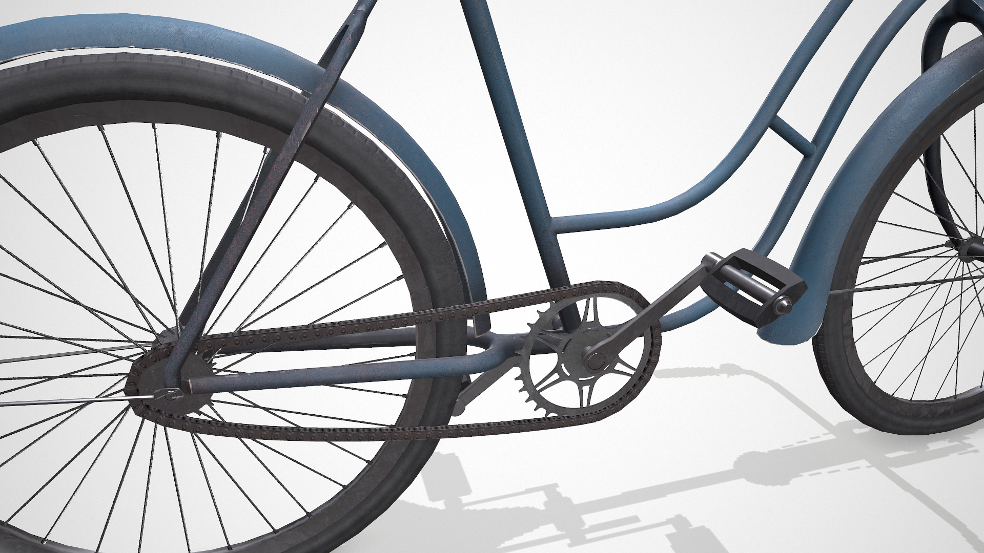 Old Vintage Bicycle Low-poly PBR Low-poly 3D model_21