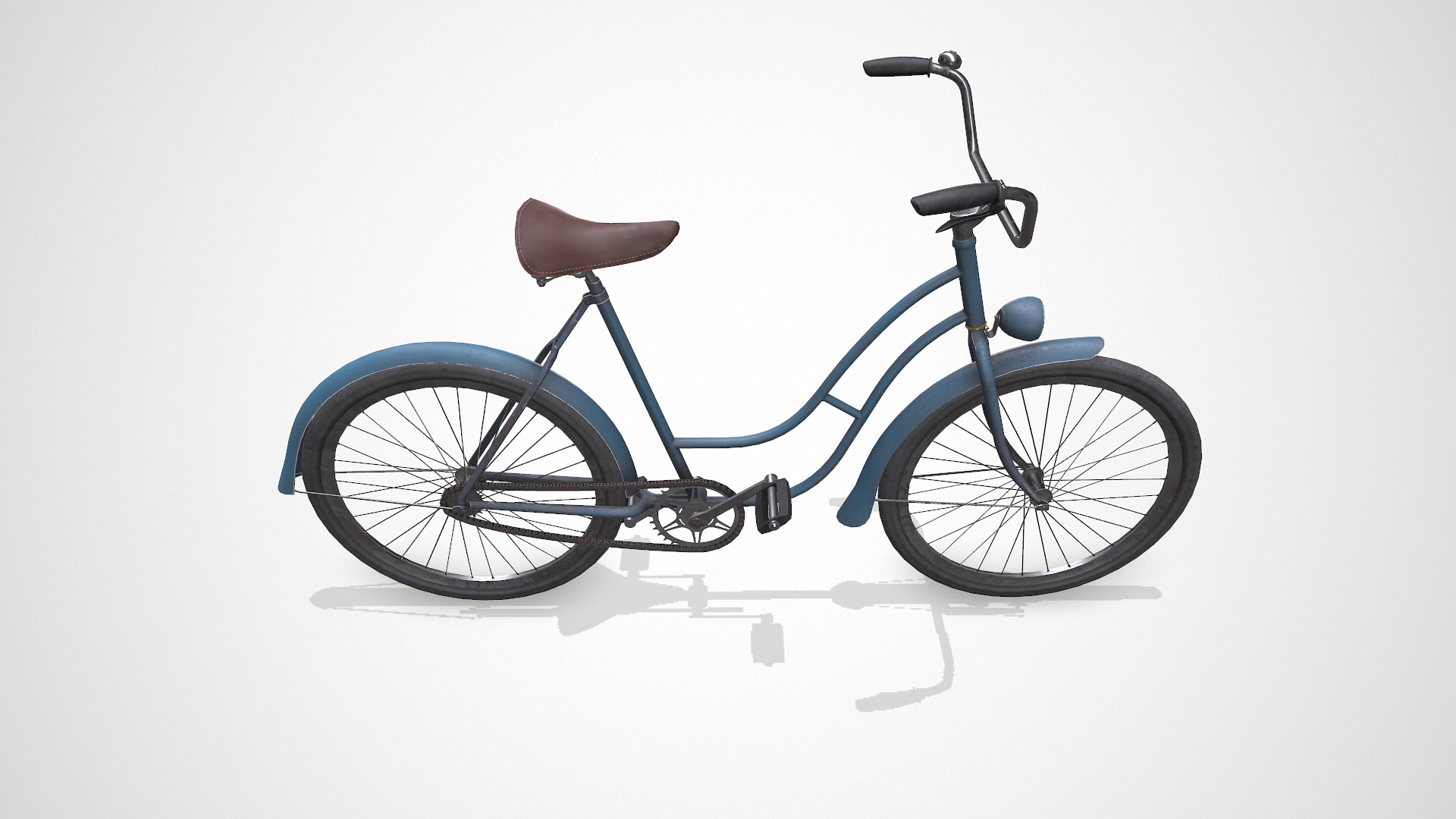 Old Vintage Bicycle Low-poly PBR Low-poly 3D model_10