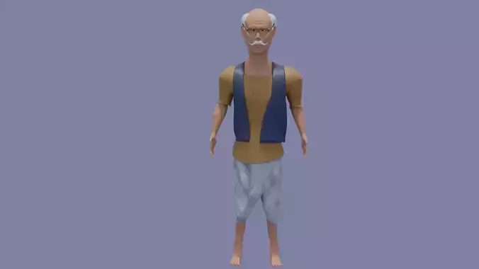 Stylized Old Man 3D Character - Decimated Sculpt - Dadaji