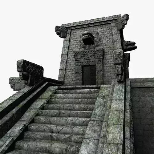 Aztec temple with stairs Low-poly 3D model