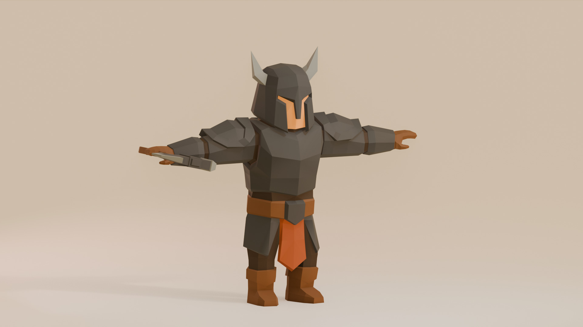 UNRIGGED VERSION LOW-POLY WARRIOR Low-poly 3D model_2
