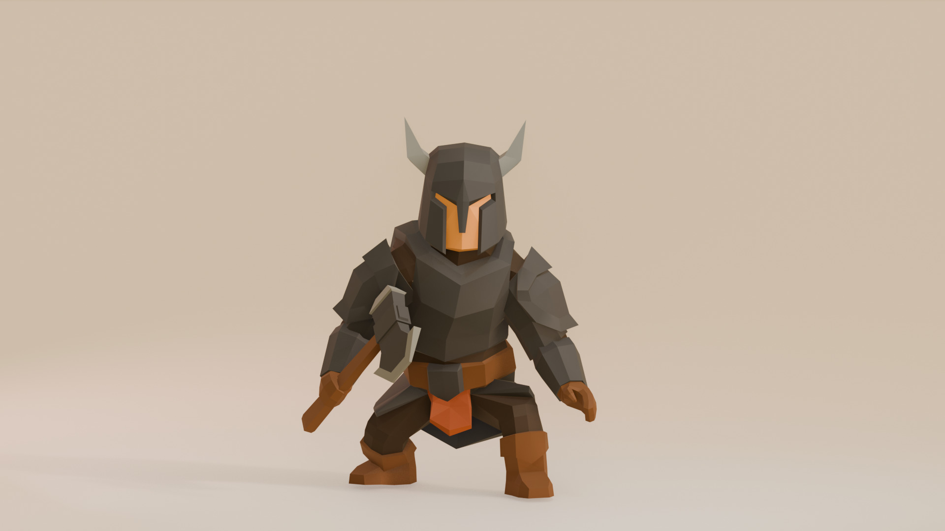 UNRIGGED VERSION LOW-POLY WARRIOR Low-poly 3D model_9