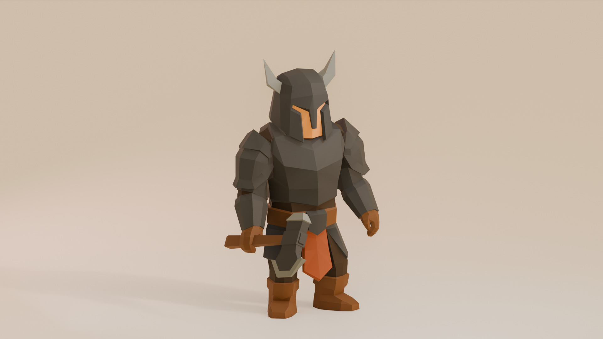 UNRIGGED VERSION LOW-POLY WARRIOR Low-poly 3D model_5