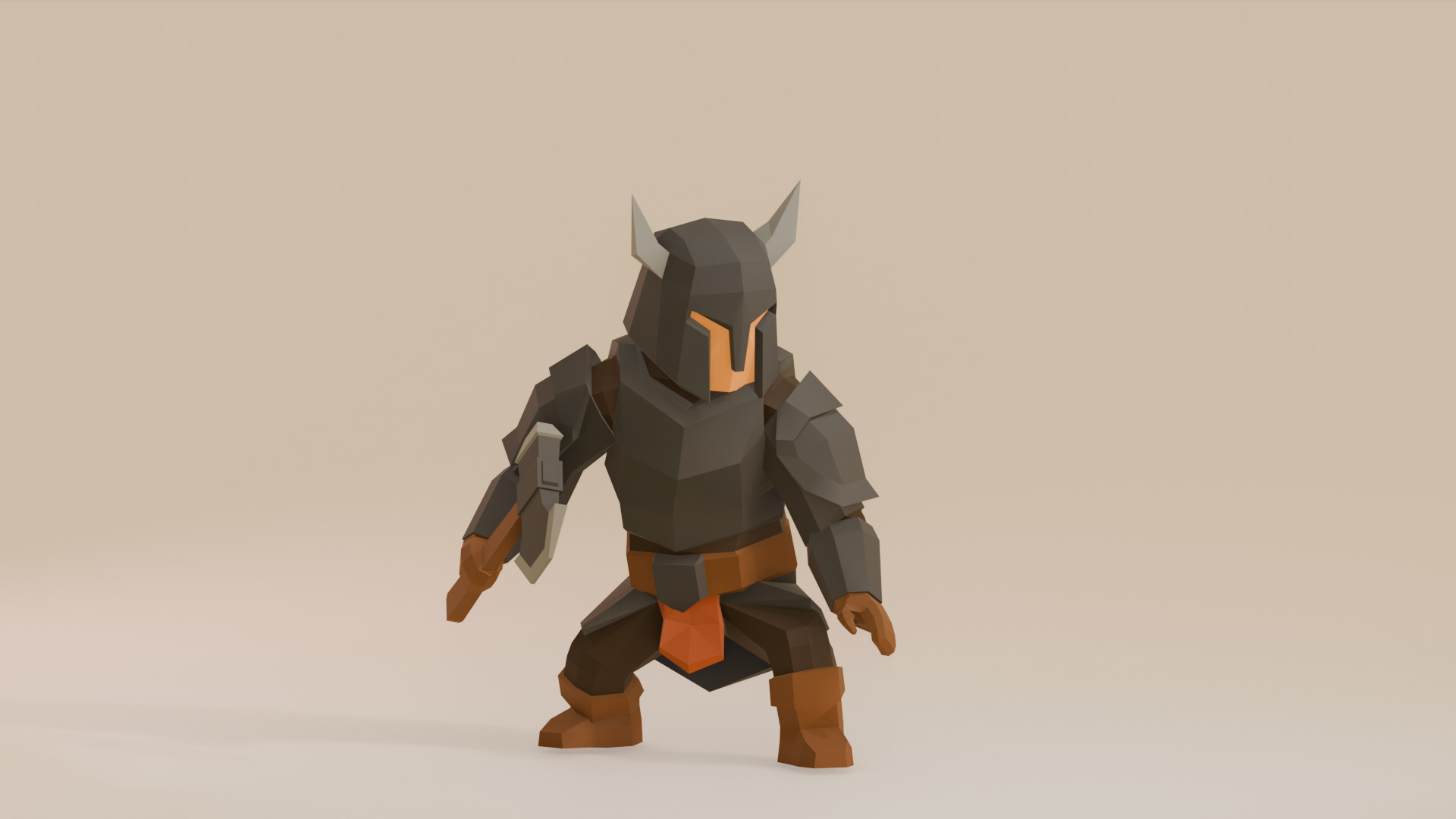 UNRIGGED VERSION LOW-POLY WARRIOR Low-poly 3D model_7