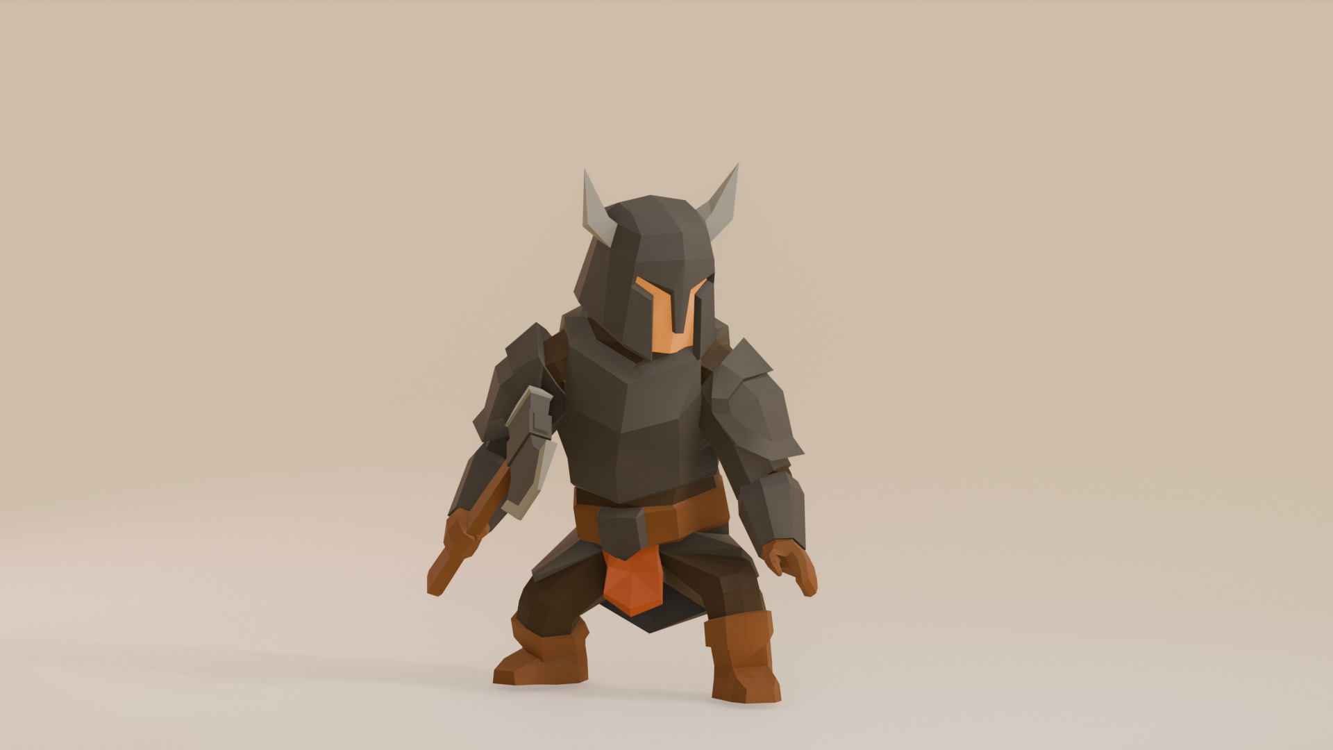 UNRIGGED VERSION LOW-POLY WARRIOR Low-poly 3D model_3