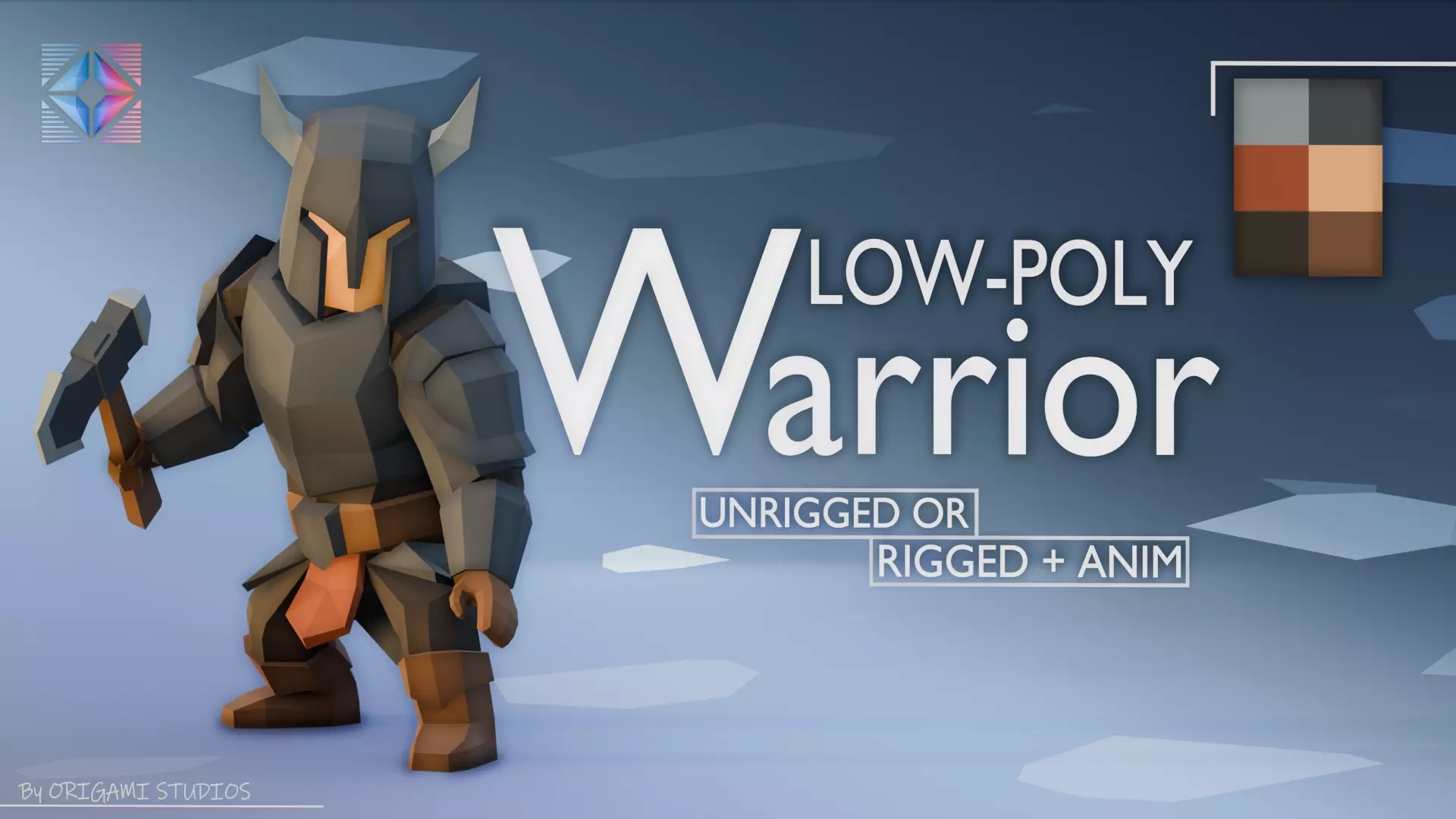 UNRIGGED VERSION LOW-POLY WARRIOR Low-poly 3D model_0
