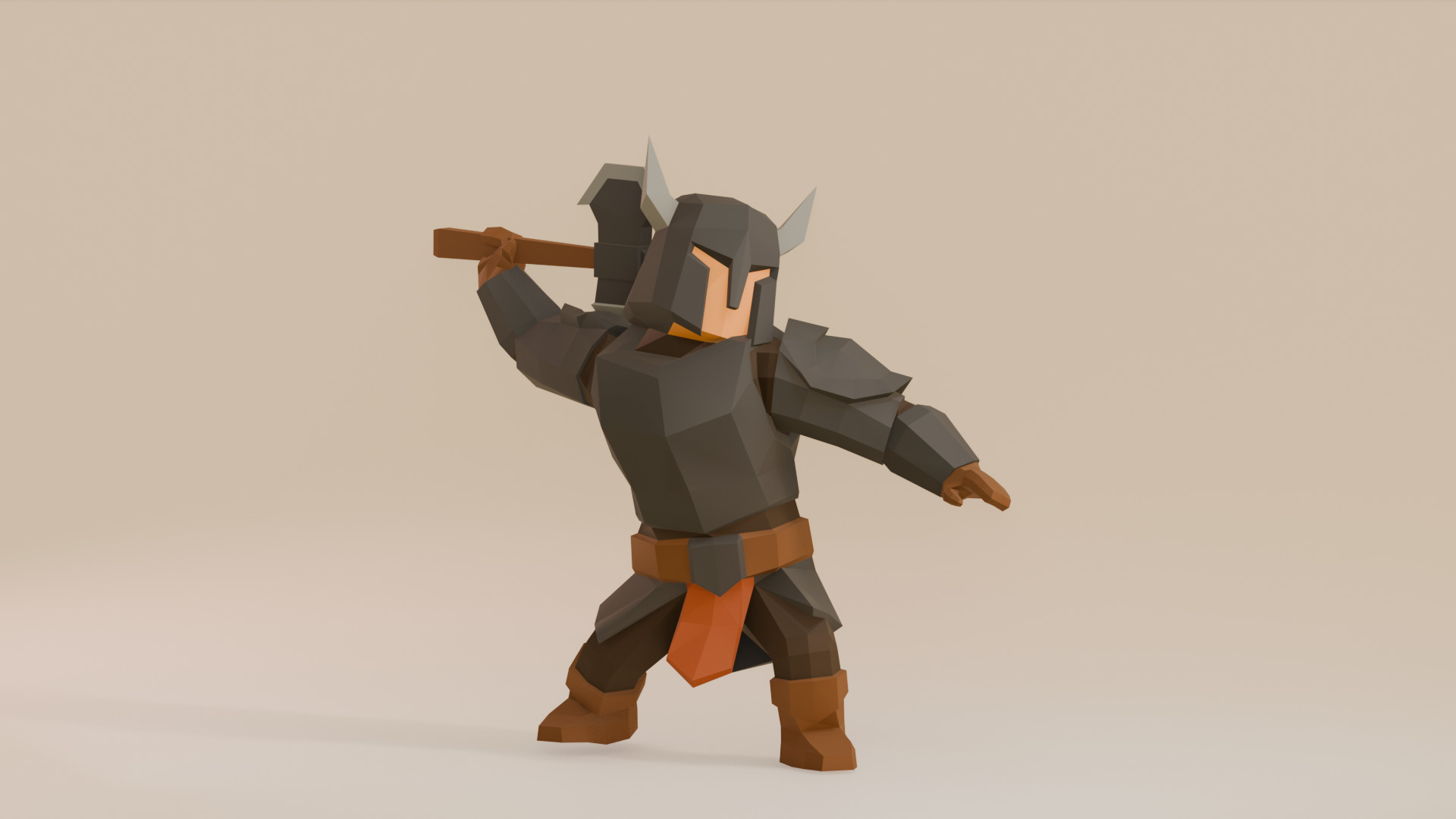 UNRIGGED VERSION LOW-POLY WARRIOR Low-poly 3D model_4