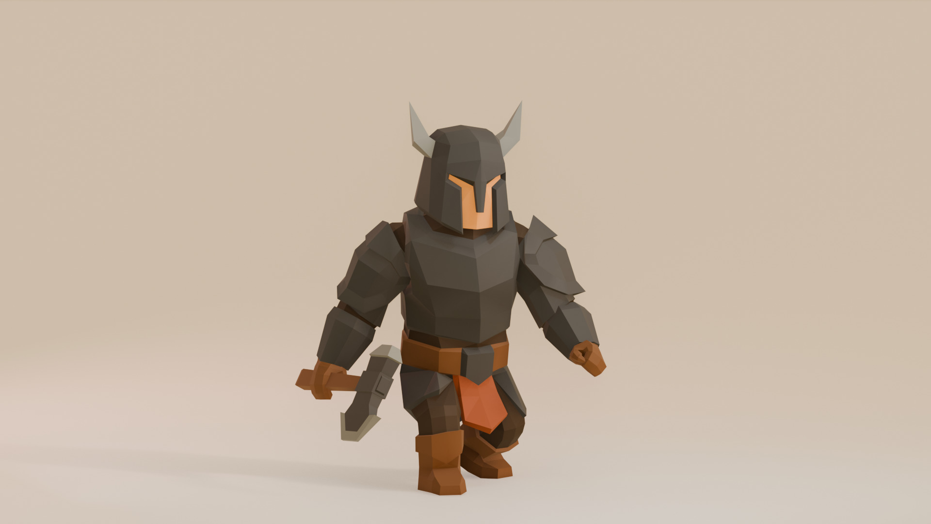 UNRIGGED VERSION LOW-POLY WARRIOR Low-poly 3D model_6