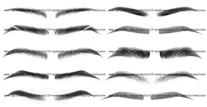10 Eyebrows Pack 03 Low-poly 3D model