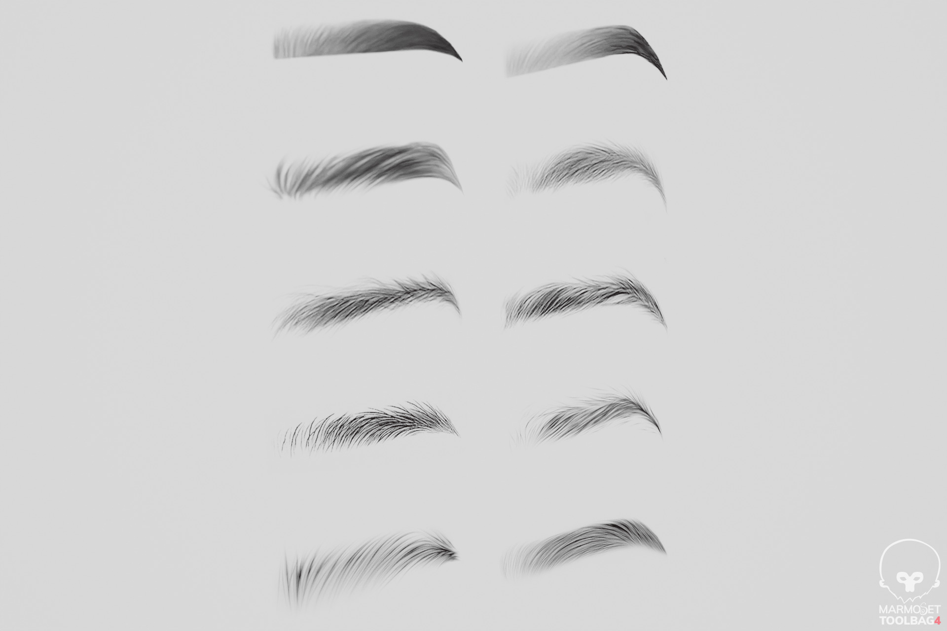 10 Eyebrows Pack 04 Low-poly 3D model Low-poly 3D model_3