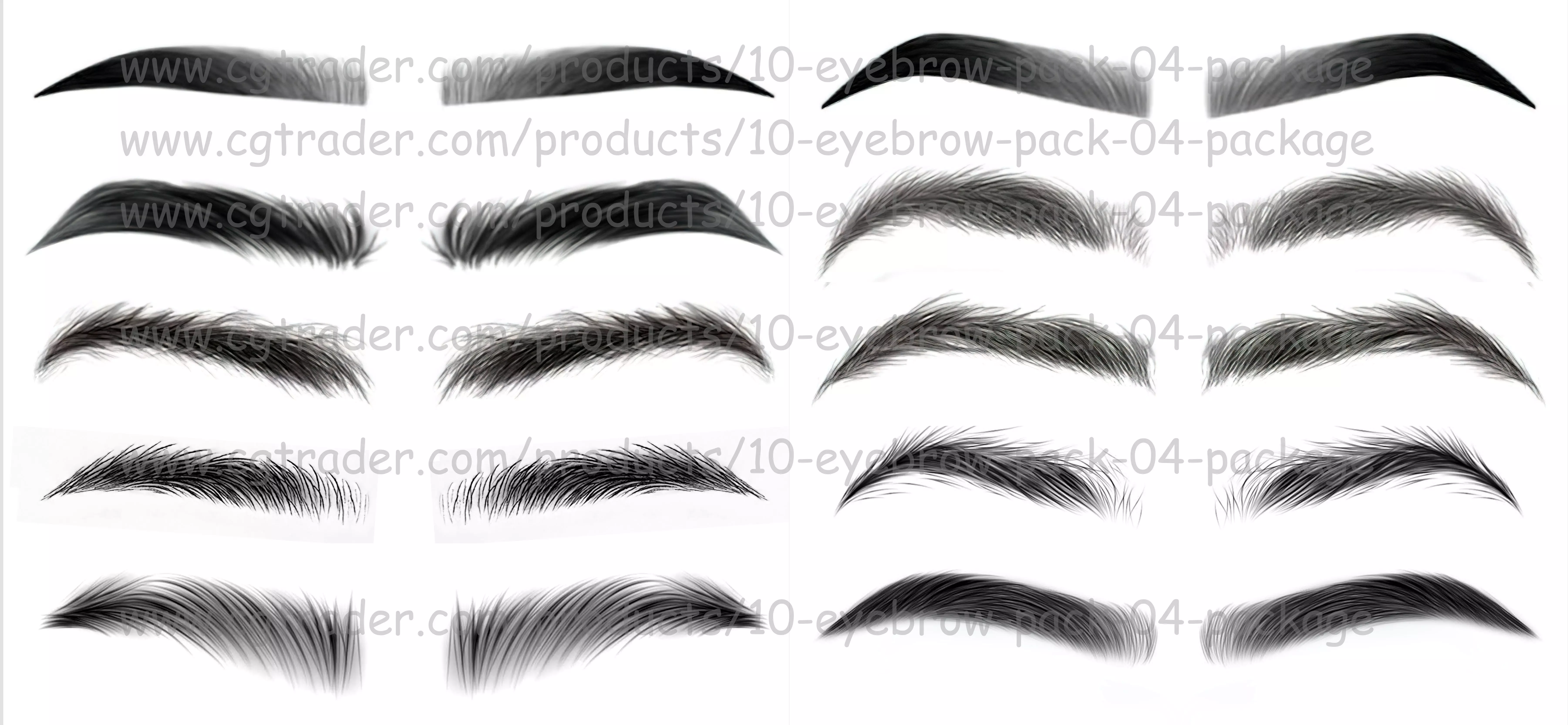 10 Eyebrows Pack 04 Low-poly 3D model Low-poly 3D model_0