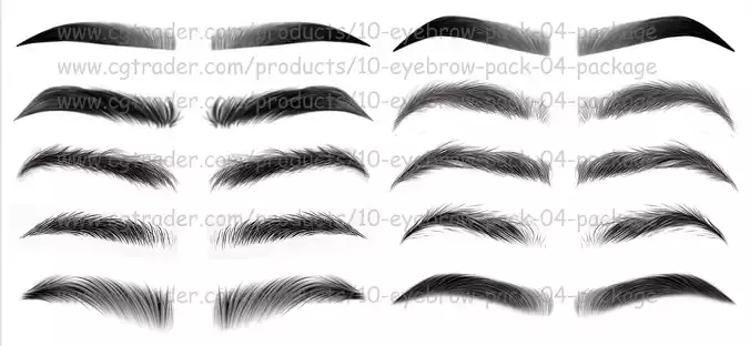 10 Eyebrows Pack 04 Low-poly 3D model