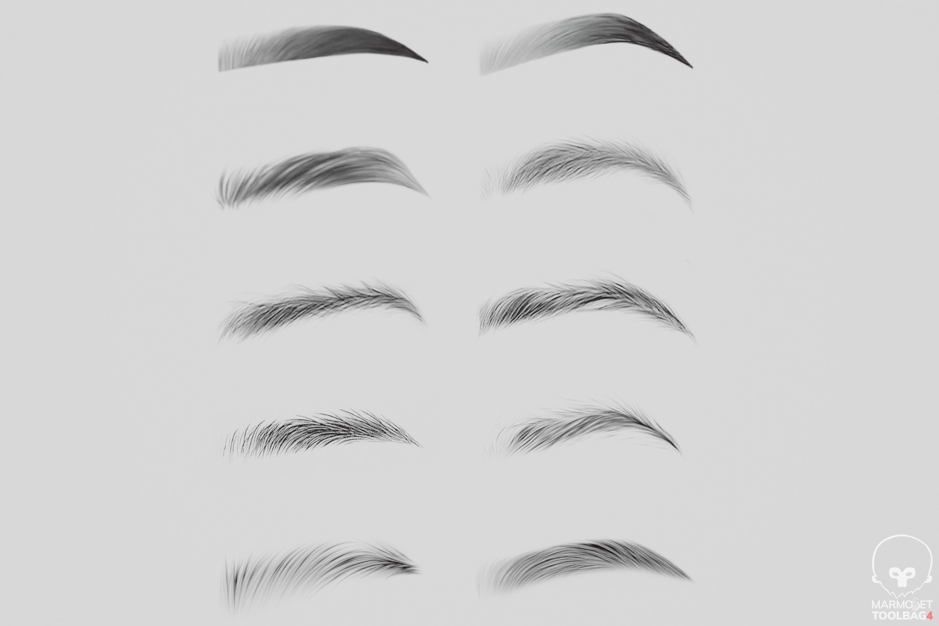 10 Eyebrows Pack 04 Low-poly 3D model Low-poly 3D model_2
