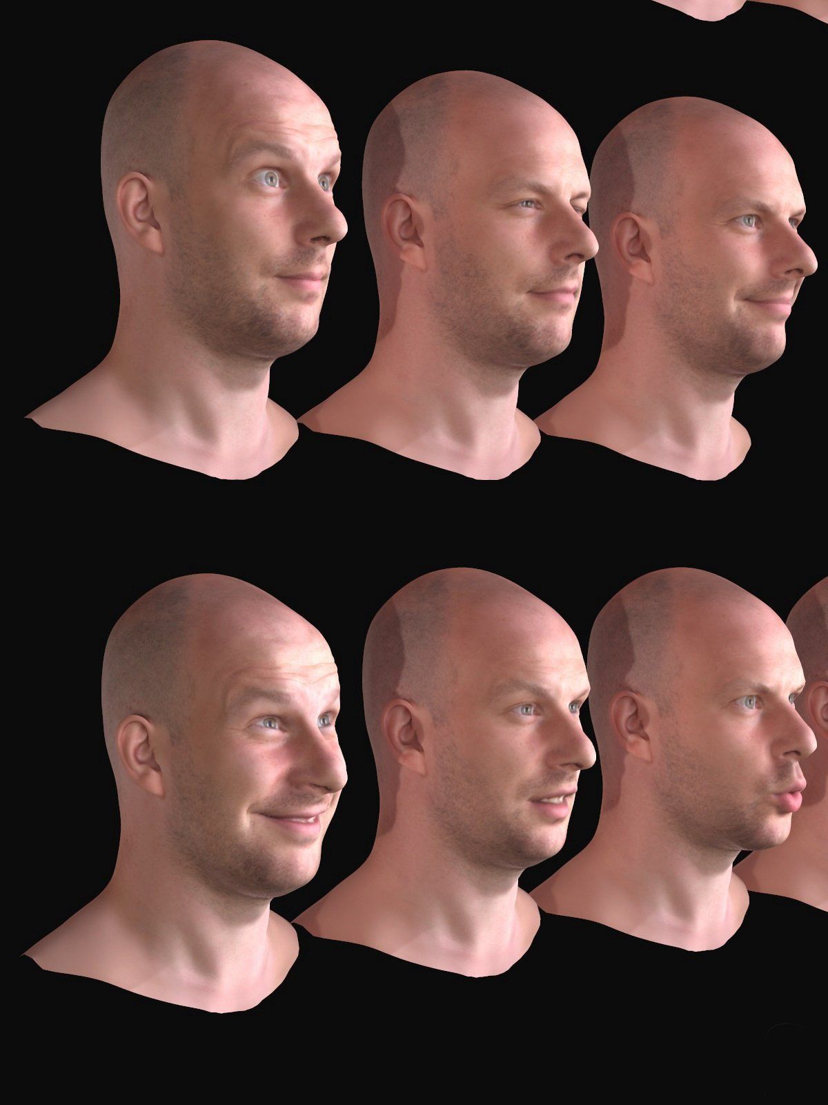 20 Realistic Male Expressions Low-poly 3D model_4