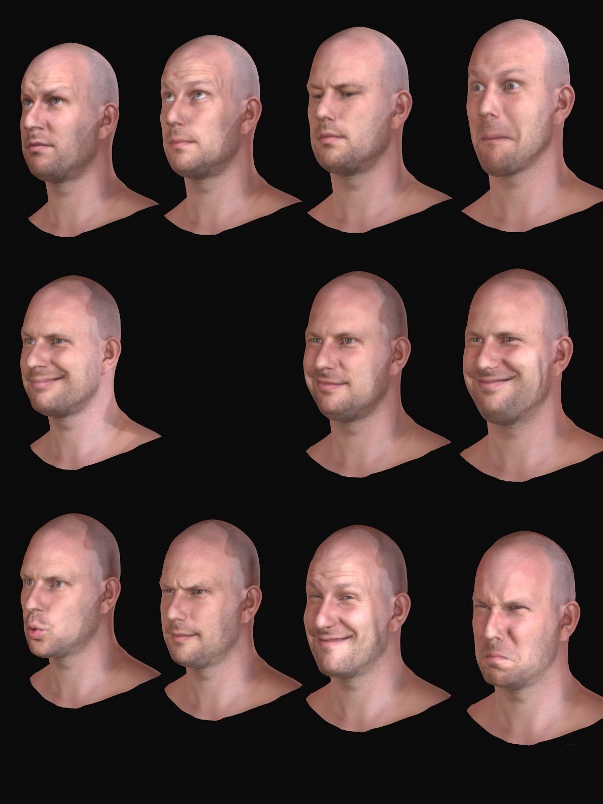 20 Realistic Male Expressions Low-poly 3D model_7