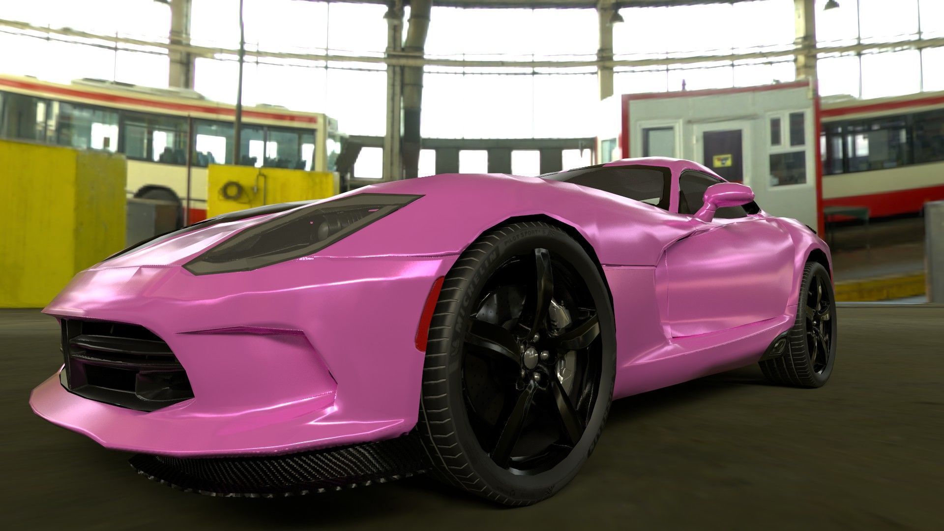 Realistic Sports Car  Low-poly 3D model_6