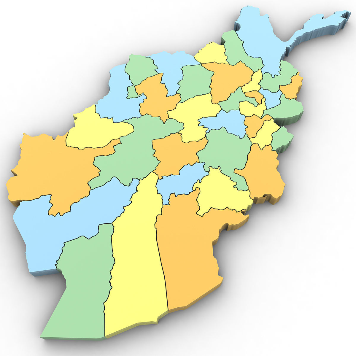 3d Political Map of Afghanistan 3D model_1