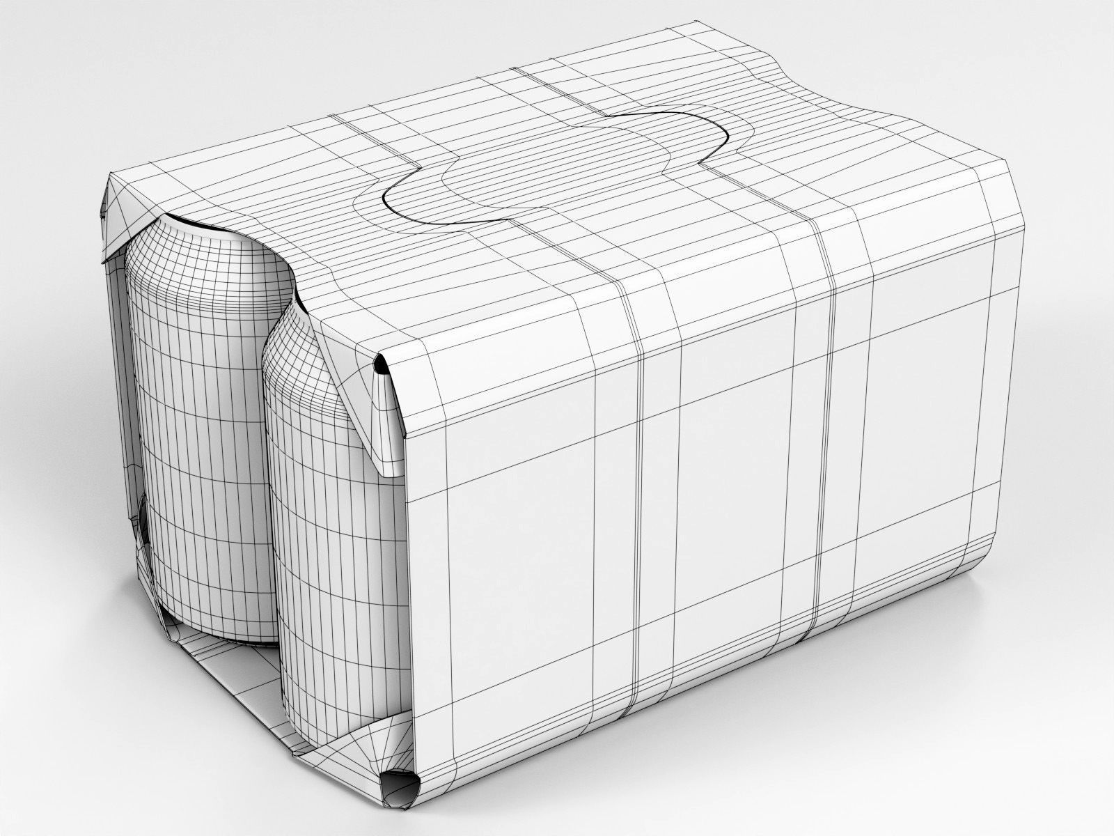 6 pack 330ml beverage cans in a cardboard sleeve 3D model_1