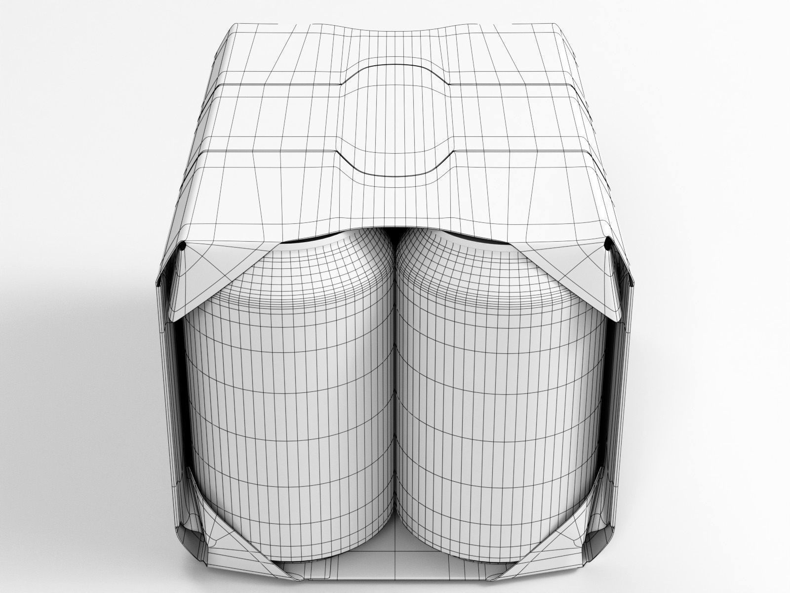 6 pack 330ml beverage cans in a cardboard sleeve 3D model_5