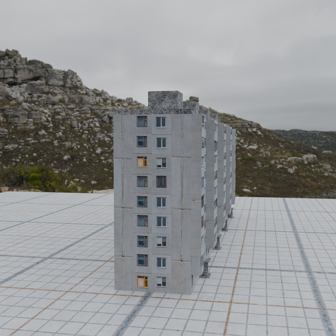 Russian panel house Low-poly 3D model_1