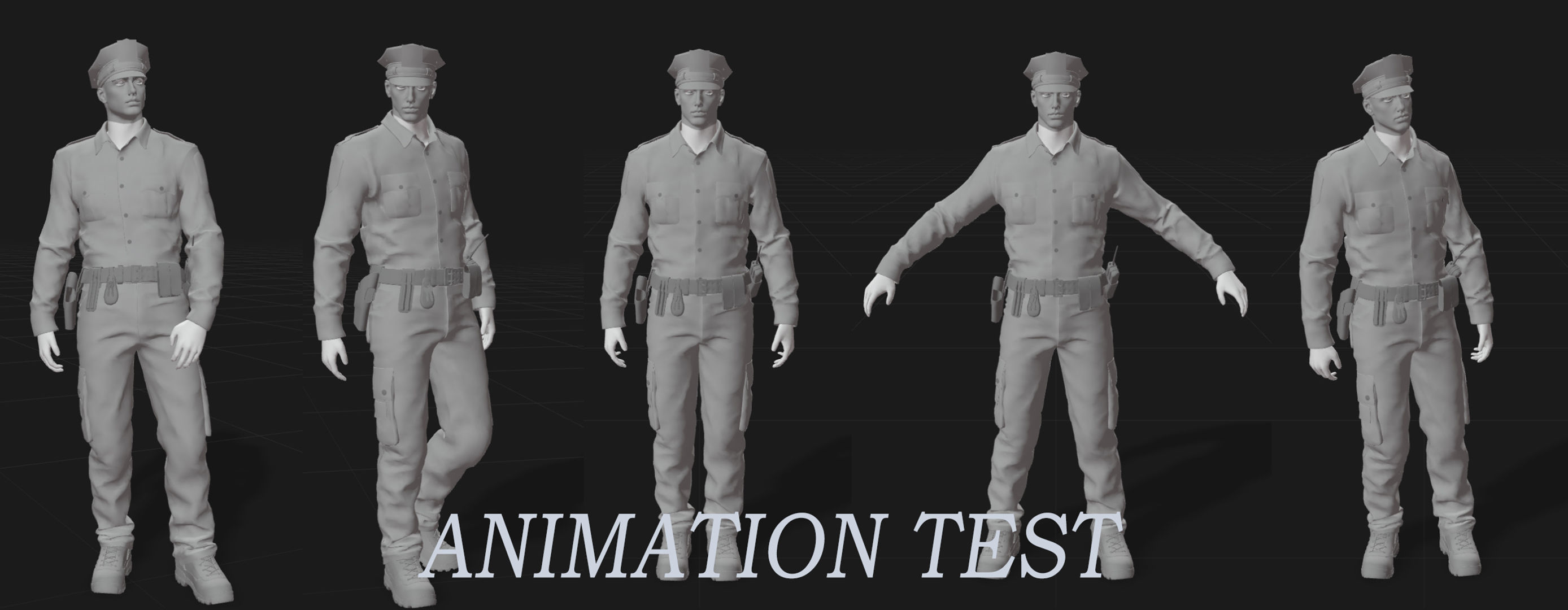 RIGGED POLICE MAN OFFICER Low-poly 3D model_6