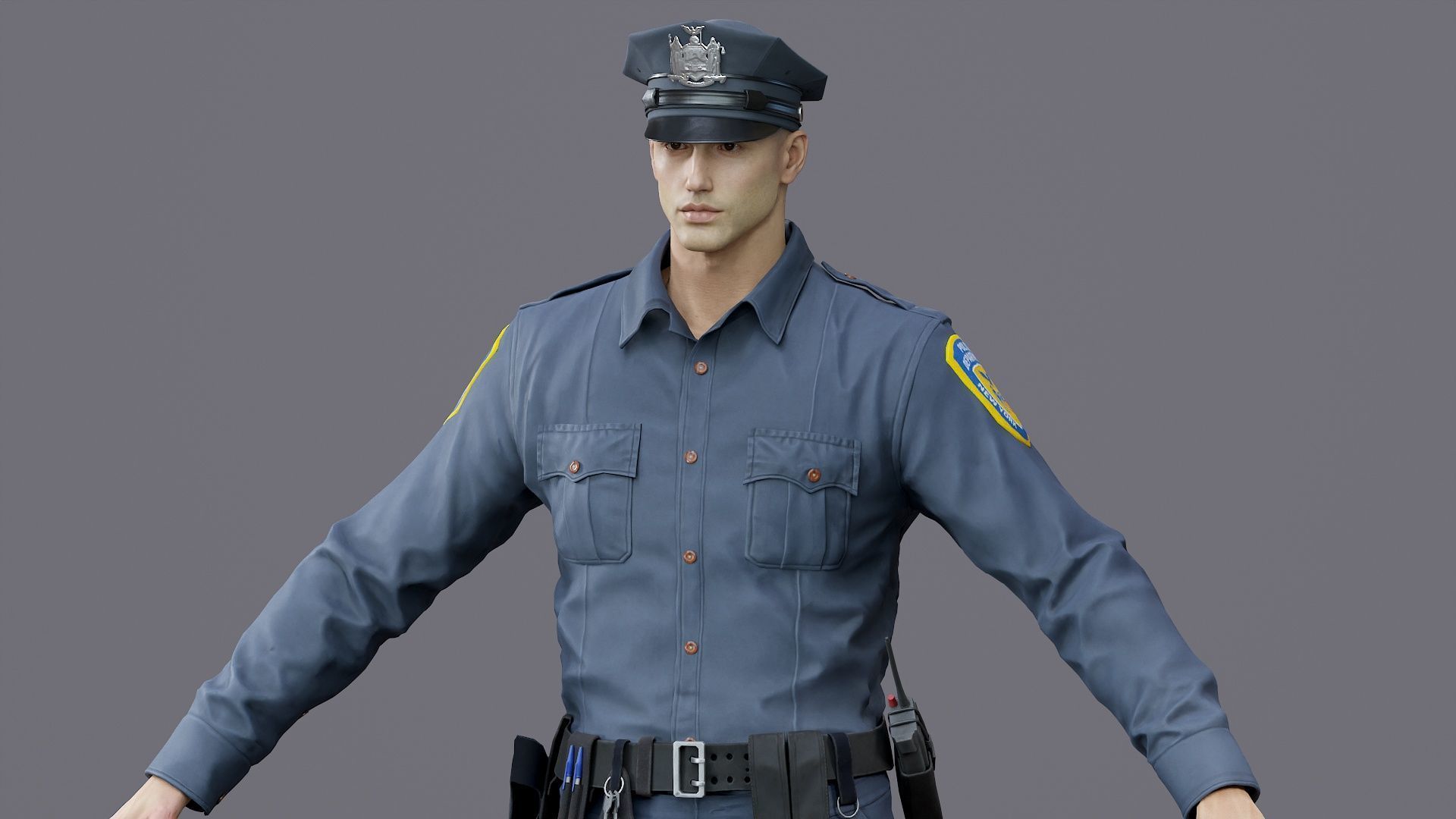 RIGGED POLICE MAN OFFICER Low-poly 3D model_47