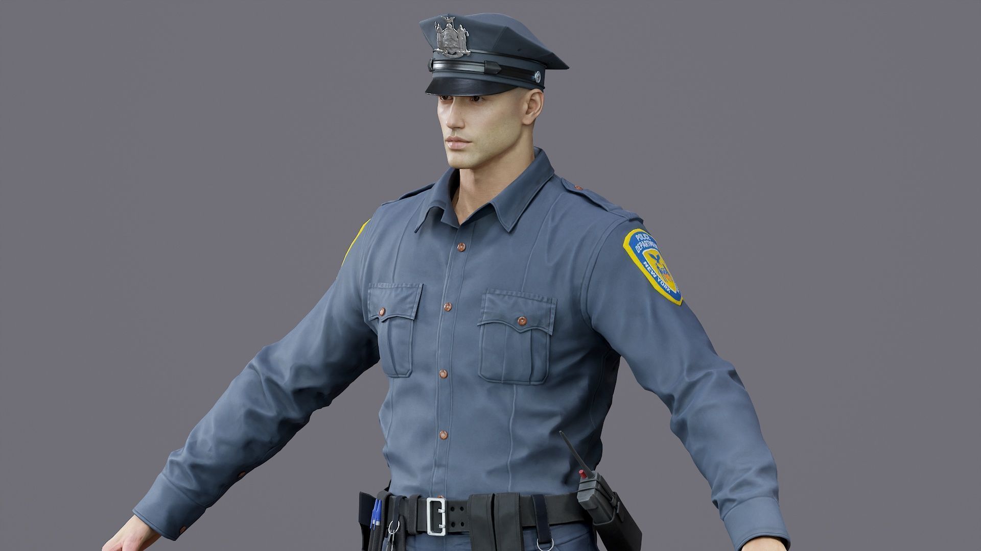 RIGGED POLICE MAN OFFICER Low-poly 3D model_46