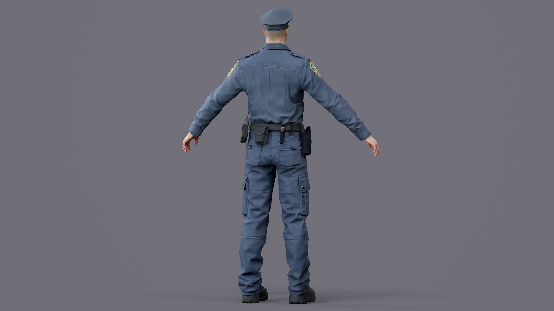 RIGGED POLICE MAN OFFICER Low-poly 3D model_17