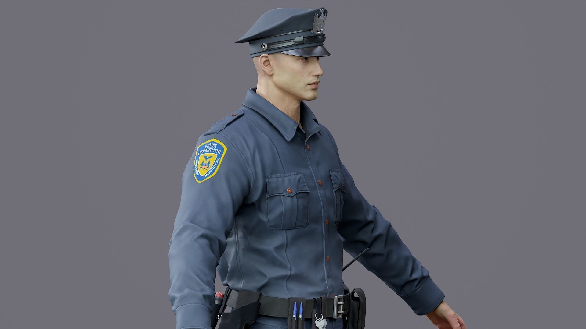 RIGGED POLICE MAN OFFICER Low-poly 3D model_31
