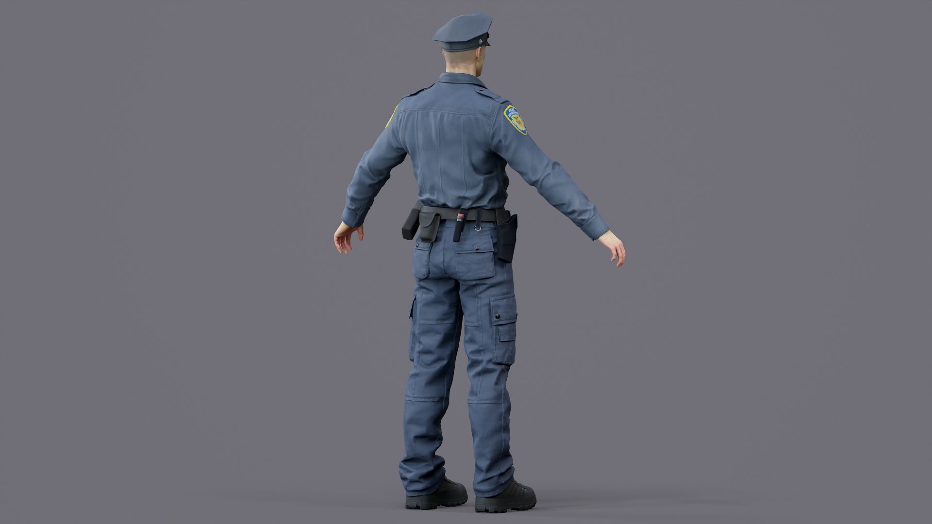 RIGGED POLICE MAN OFFICER Low-poly 3D model_16