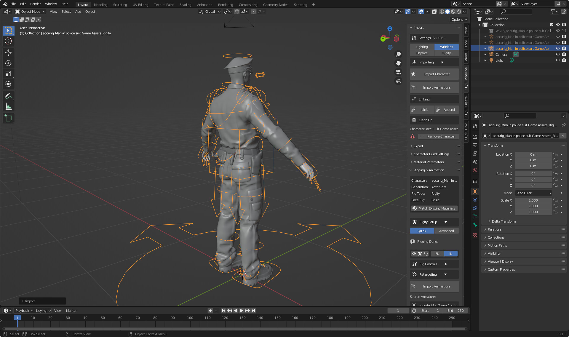 RIGGED POLICE MAN OFFICER Low-poly 3D model_5
