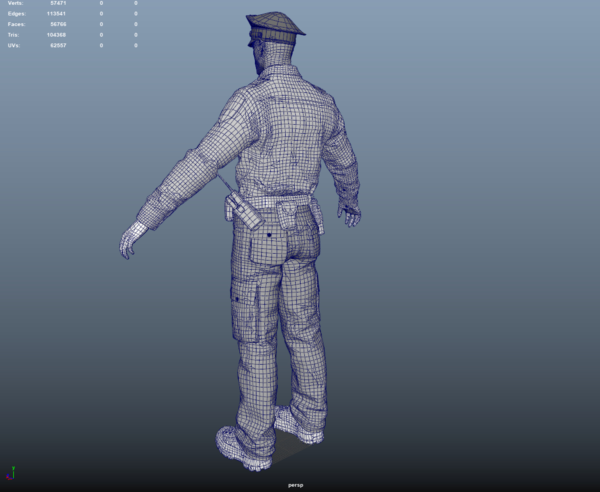 RIGGED POLICE MAN OFFICER Low-poly 3D model_3