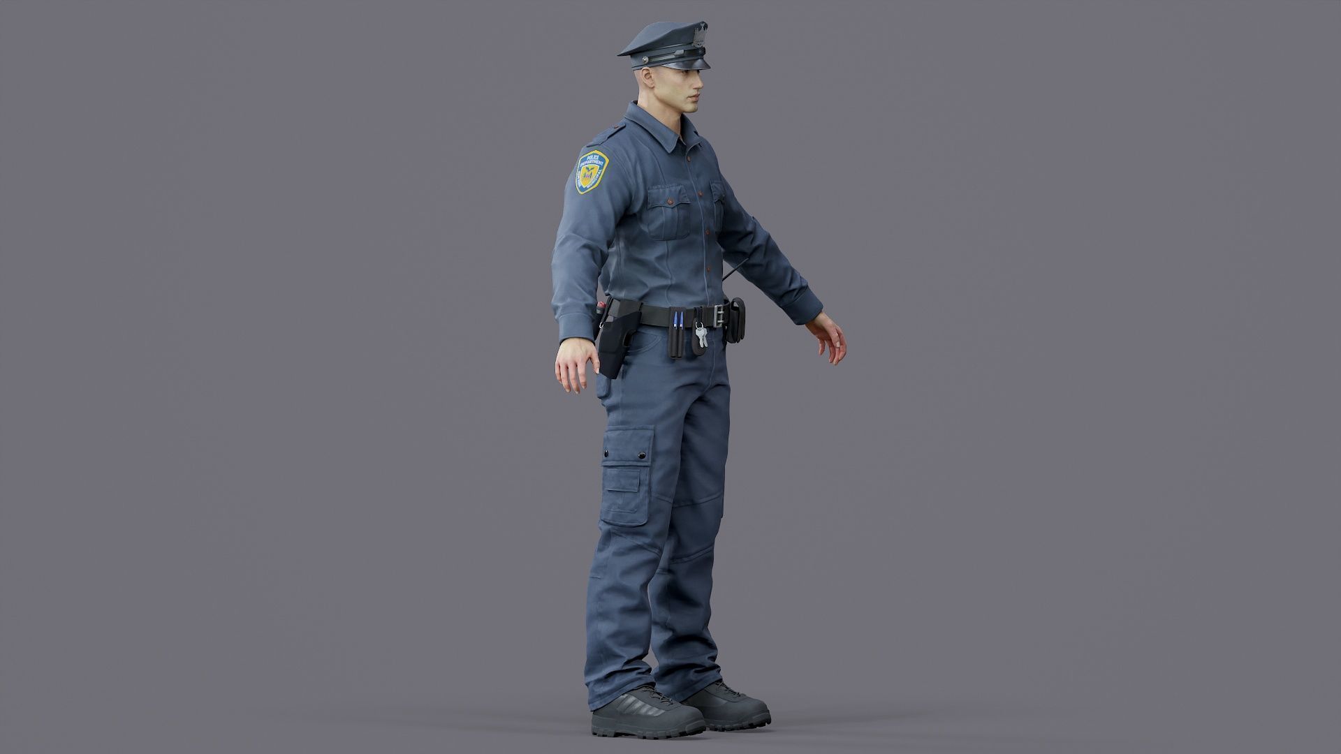 RIGGED POLICE MAN OFFICER Low-poly 3D model_11