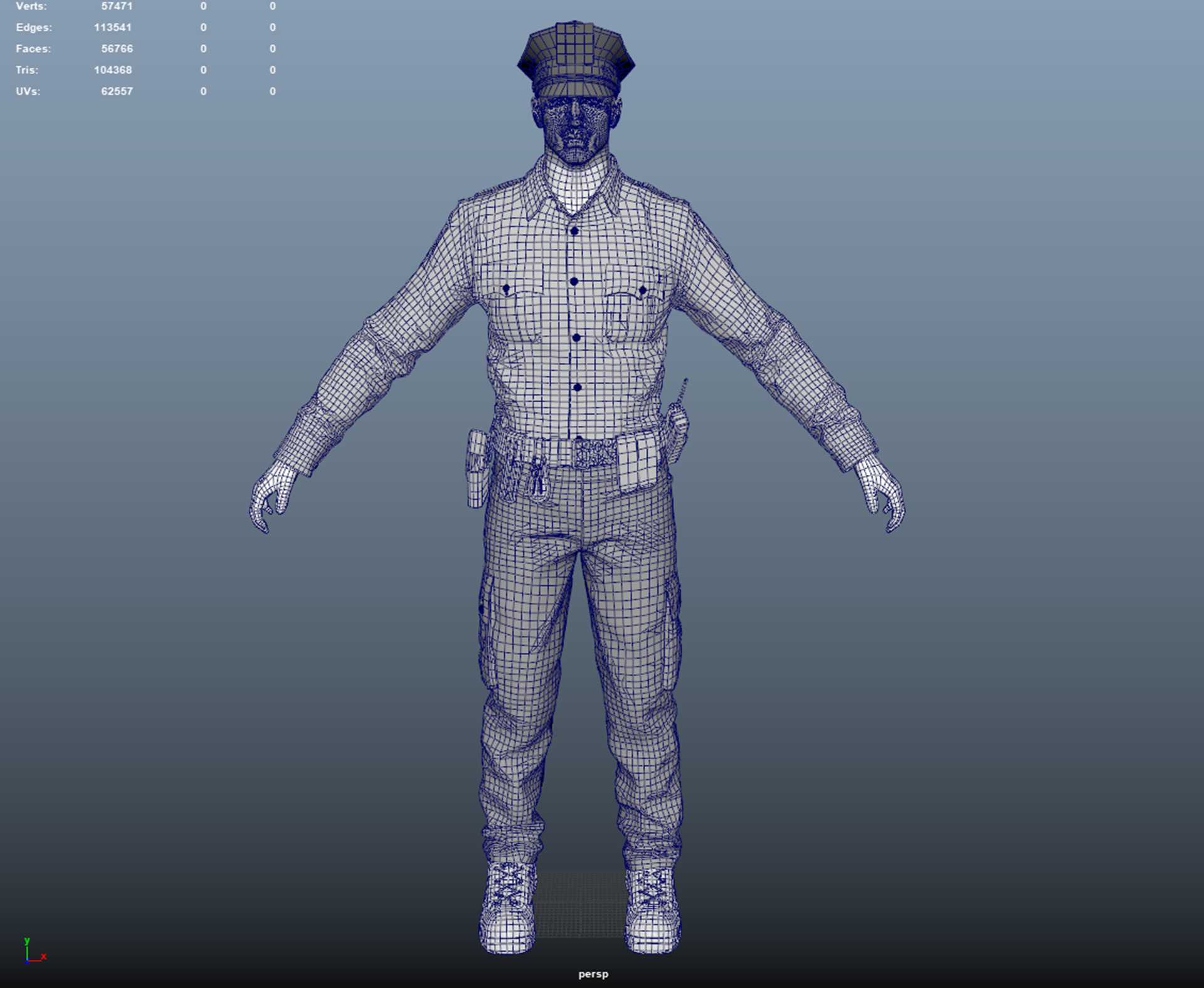RIGGED POLICE MAN OFFICER Low-poly 3D model_1
