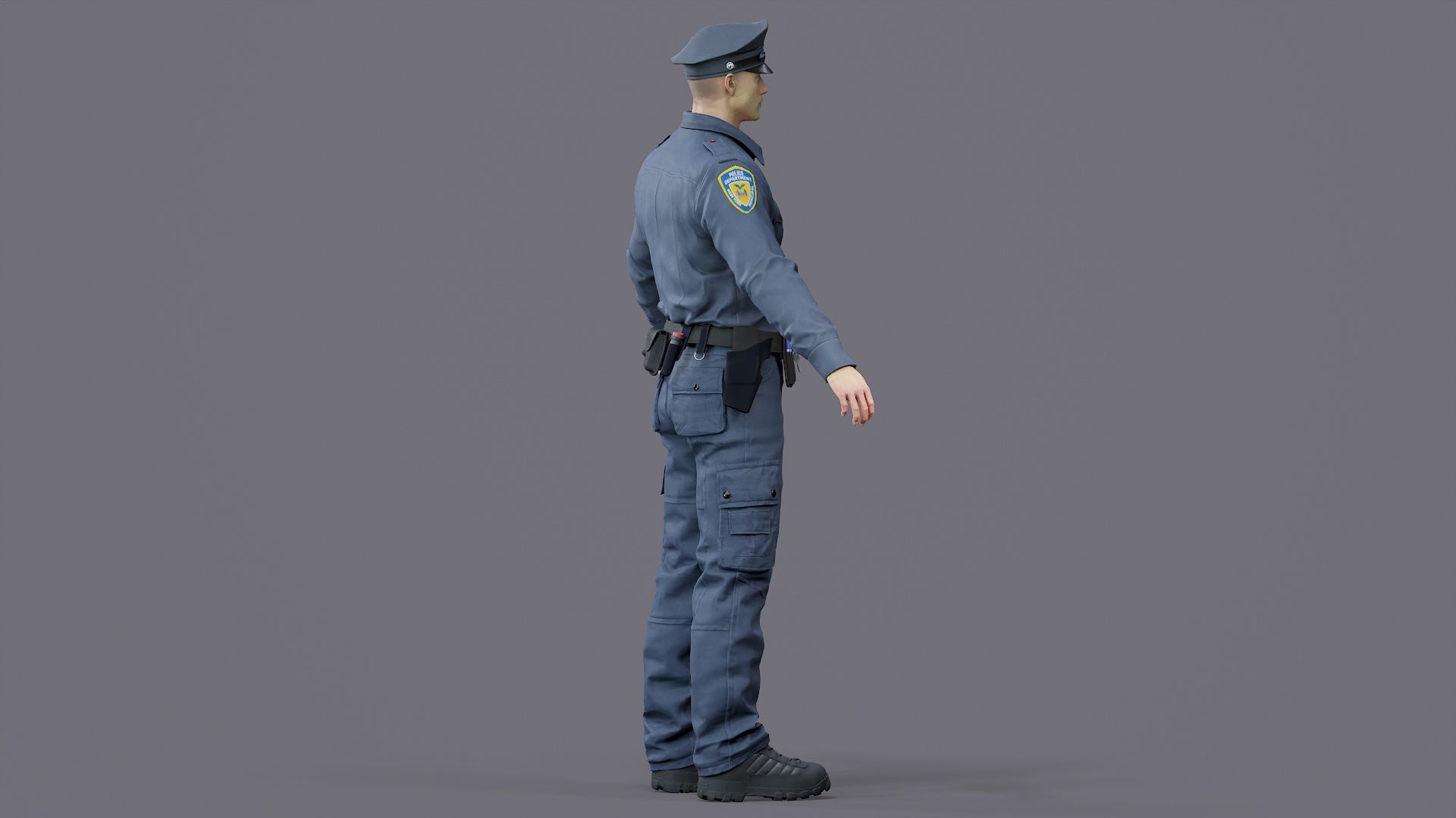 RIGGED POLICE MAN OFFICER Low-poly 3D model_14