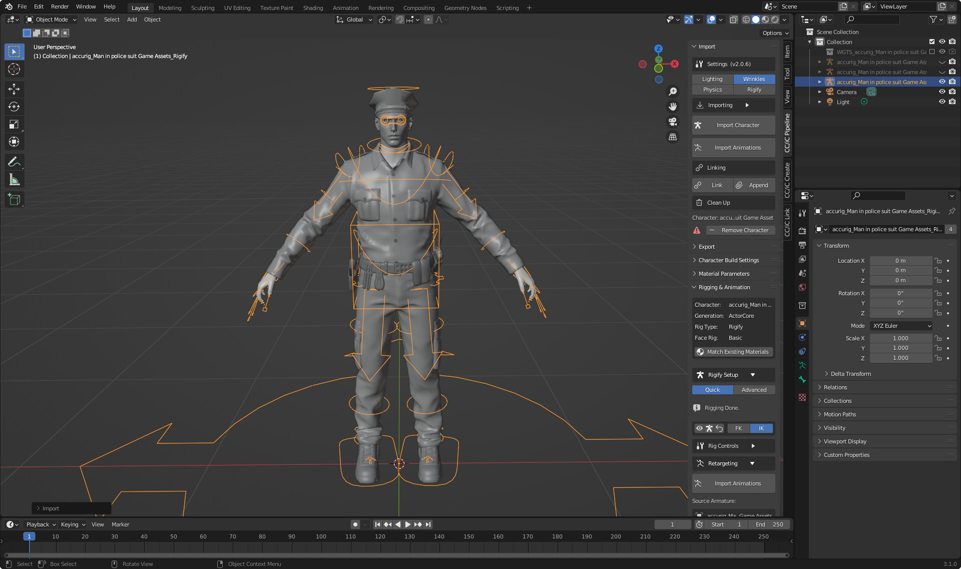 RIGGED POLICE MAN OFFICER Low-poly 3D model_4