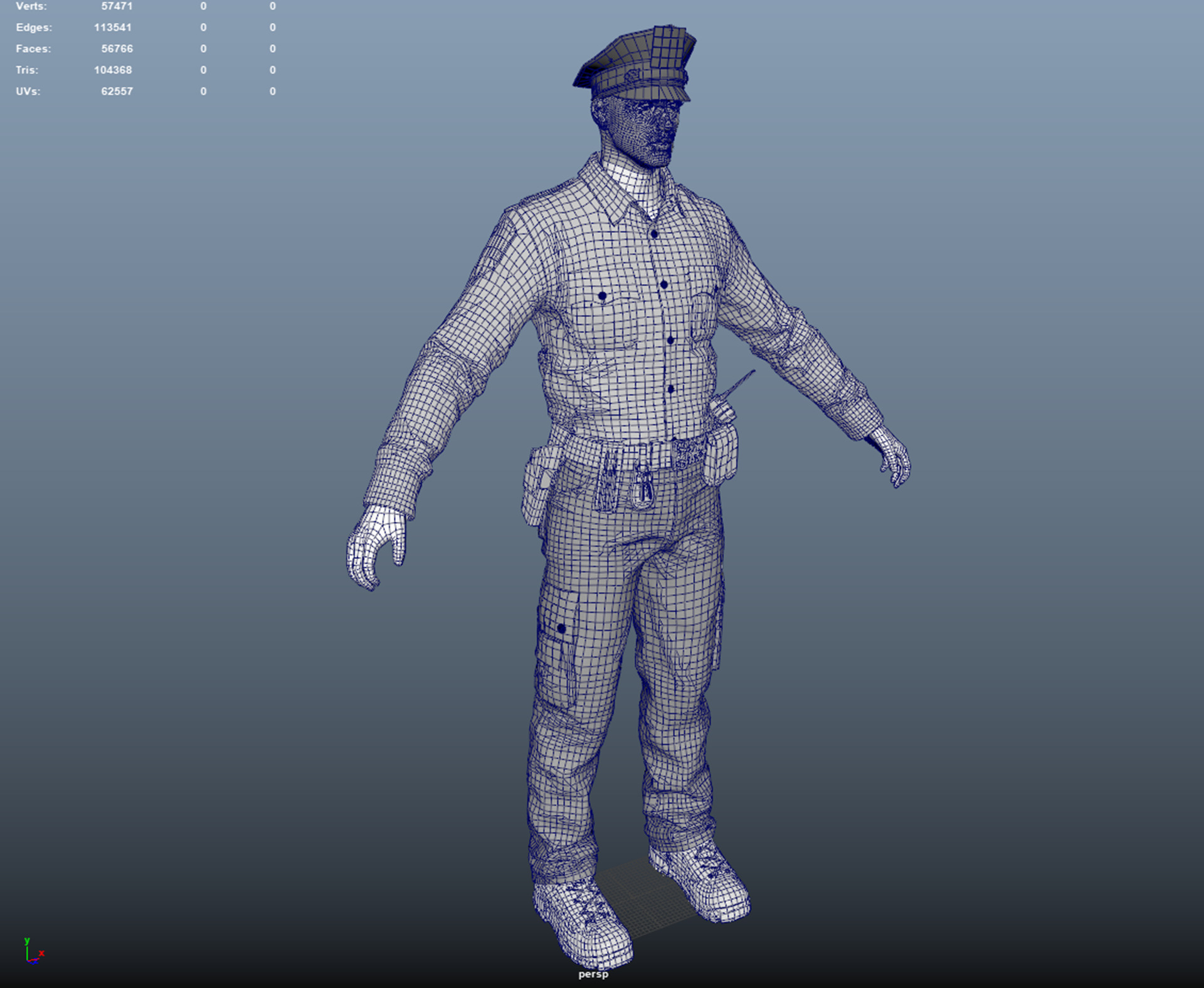 RIGGED POLICE MAN OFFICER Low-poly 3D model_2