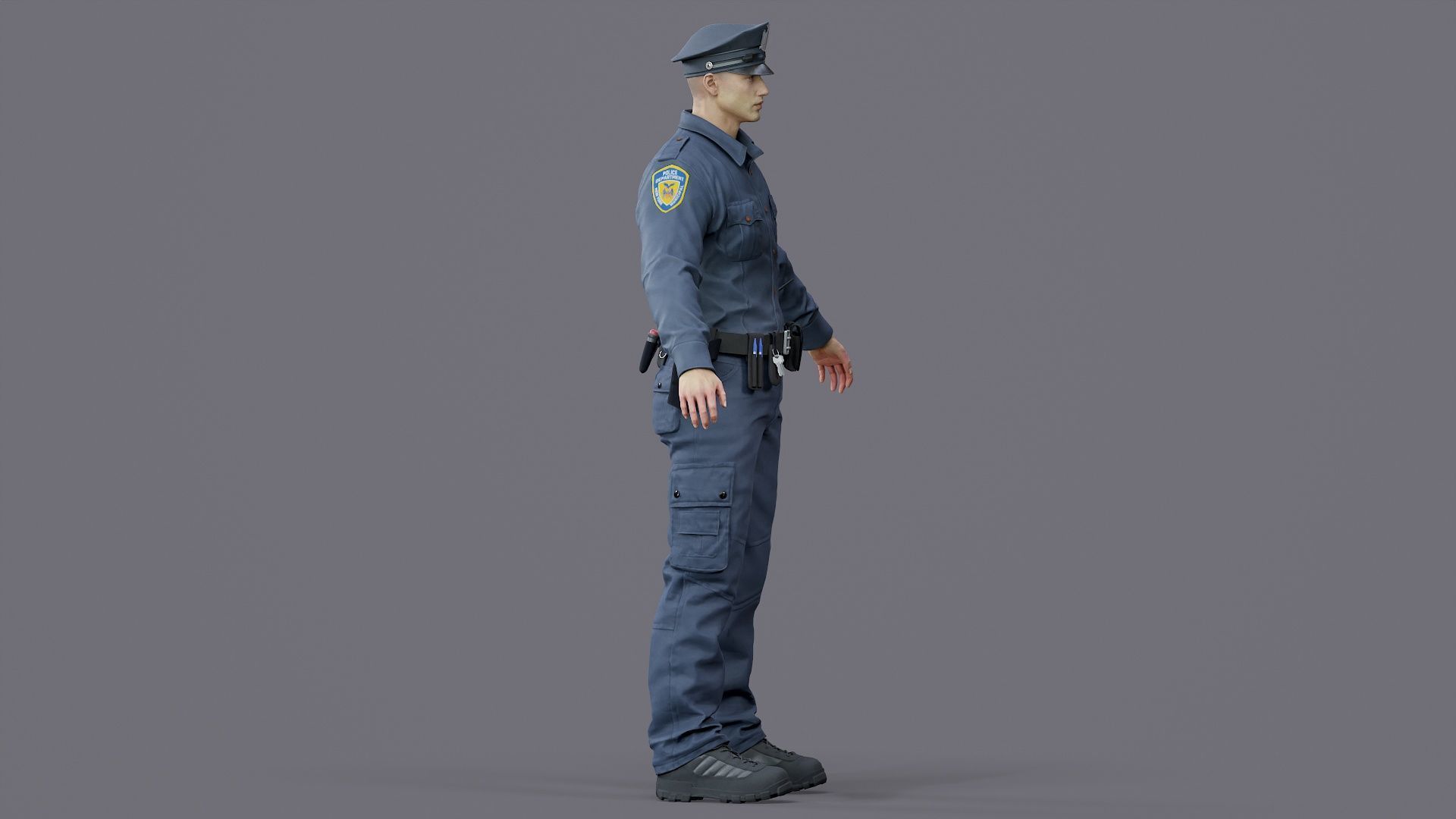 RIGGED POLICE MAN OFFICER Low-poly 3D model_12