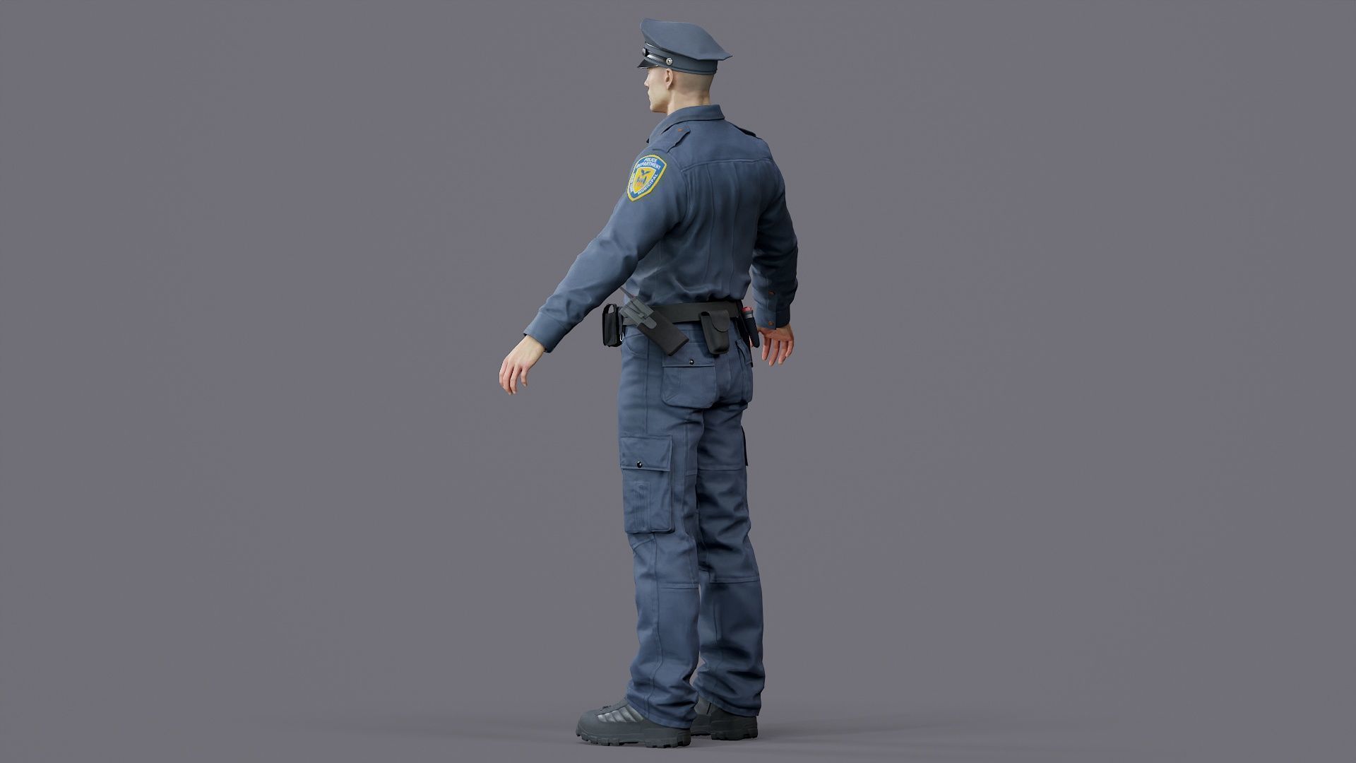 RIGGED POLICE MAN OFFICER Low-poly 3D model_21