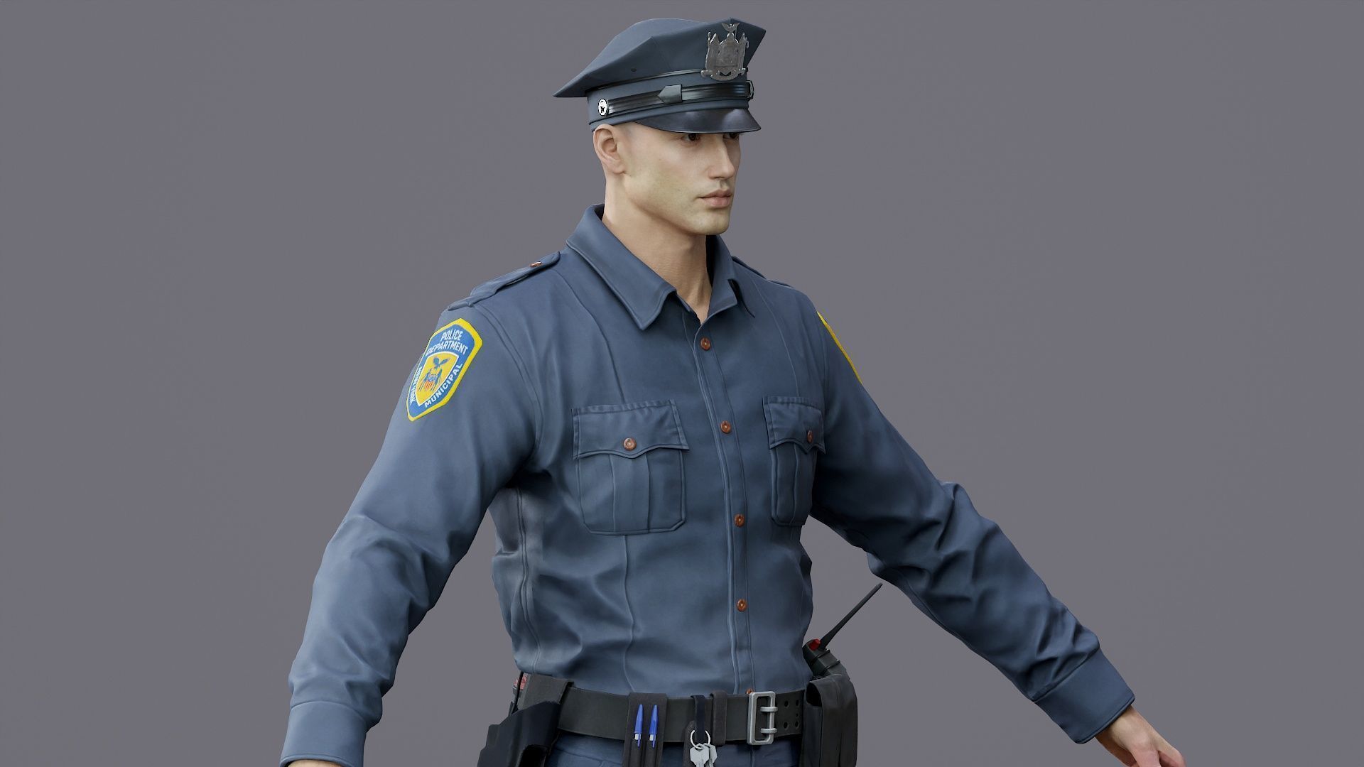 RIGGED POLICE MAN OFFICER Low-poly 3D model_30