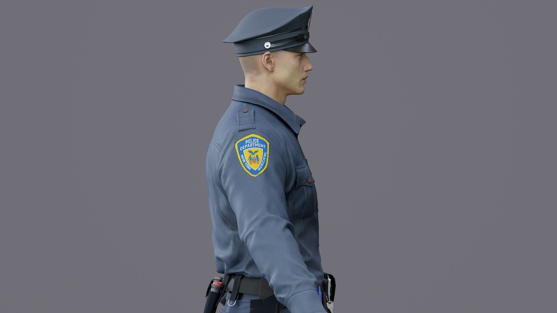 RIGGED POLICE MAN OFFICER Low-poly 3D model_33