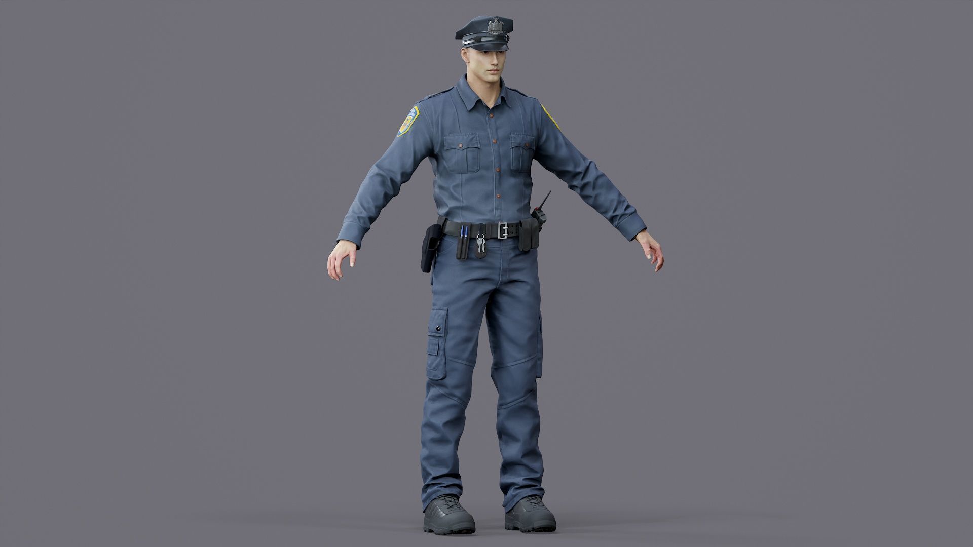 RIGGED POLICE MAN OFFICER Low-poly 3D model_9