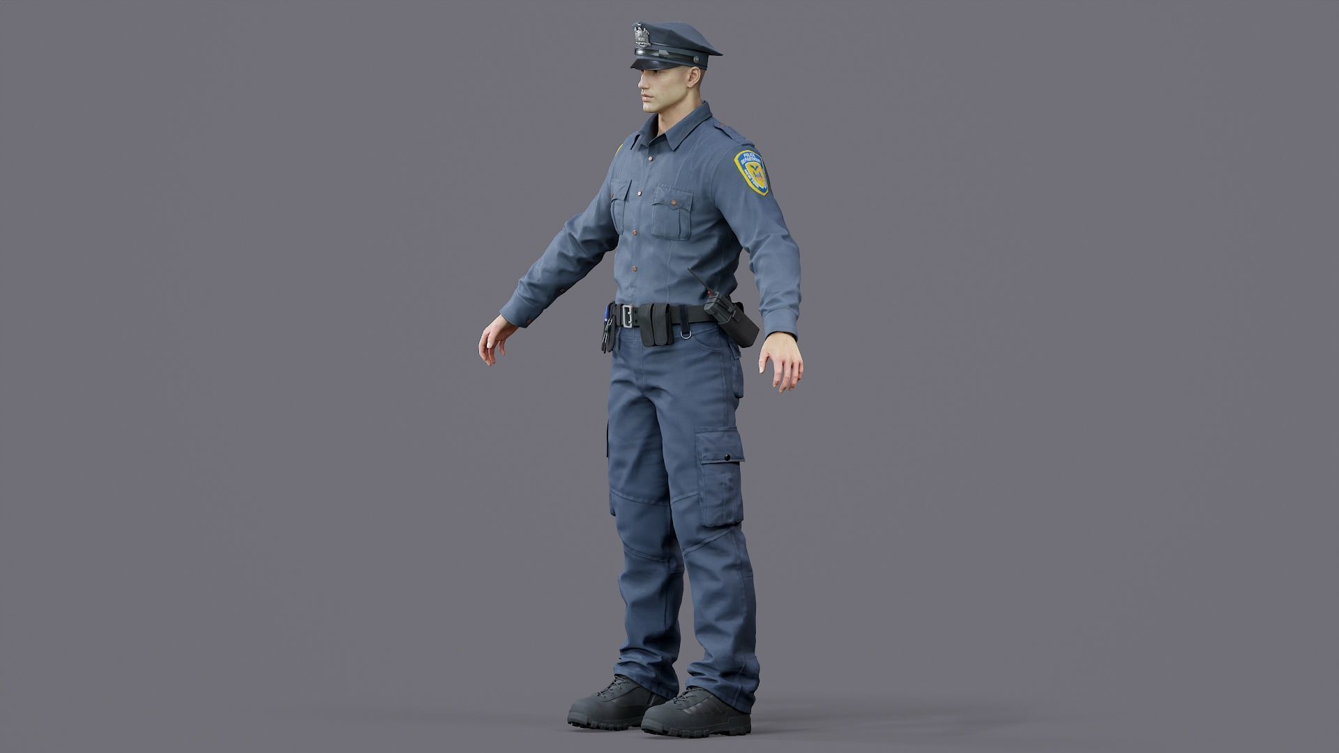 RIGGED POLICE MAN OFFICER Low-poly 3D model_25