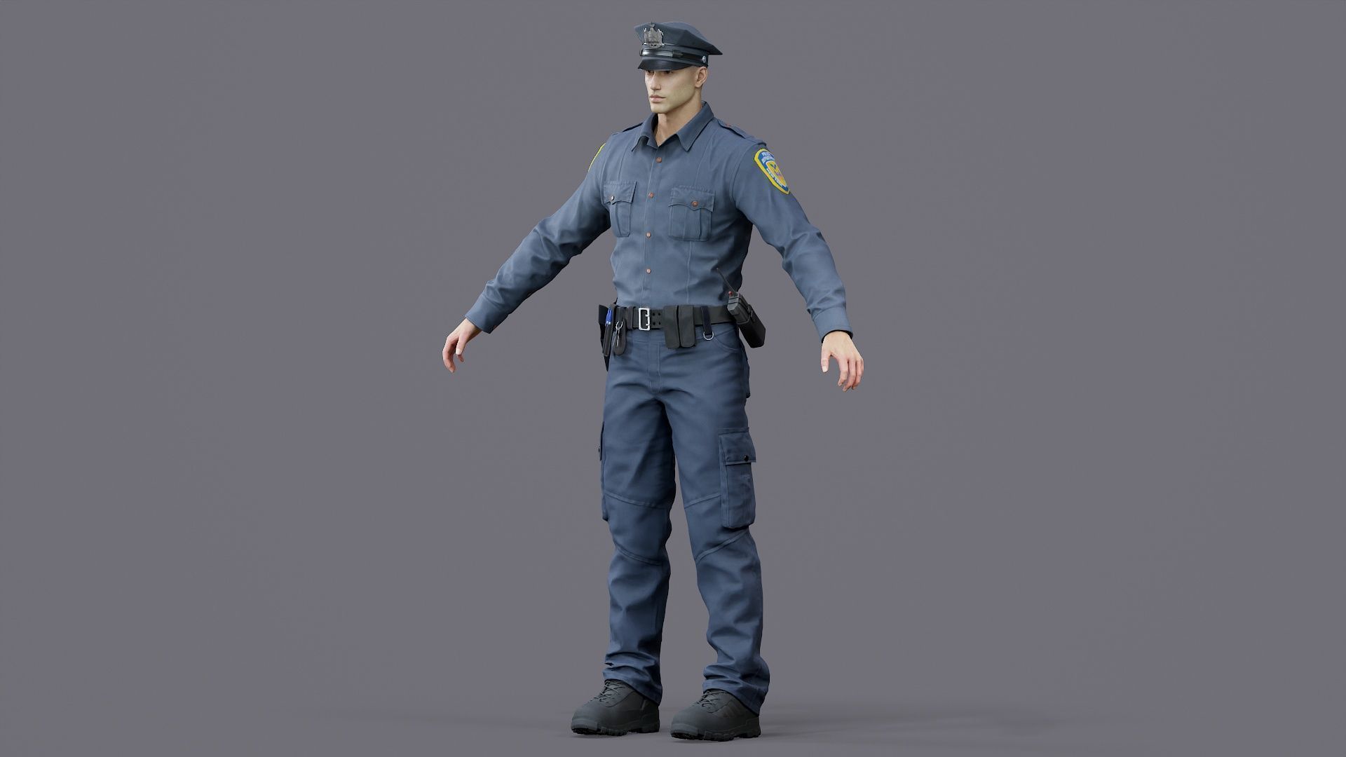 RIGGED POLICE MAN OFFICER Low-poly 3D model_26