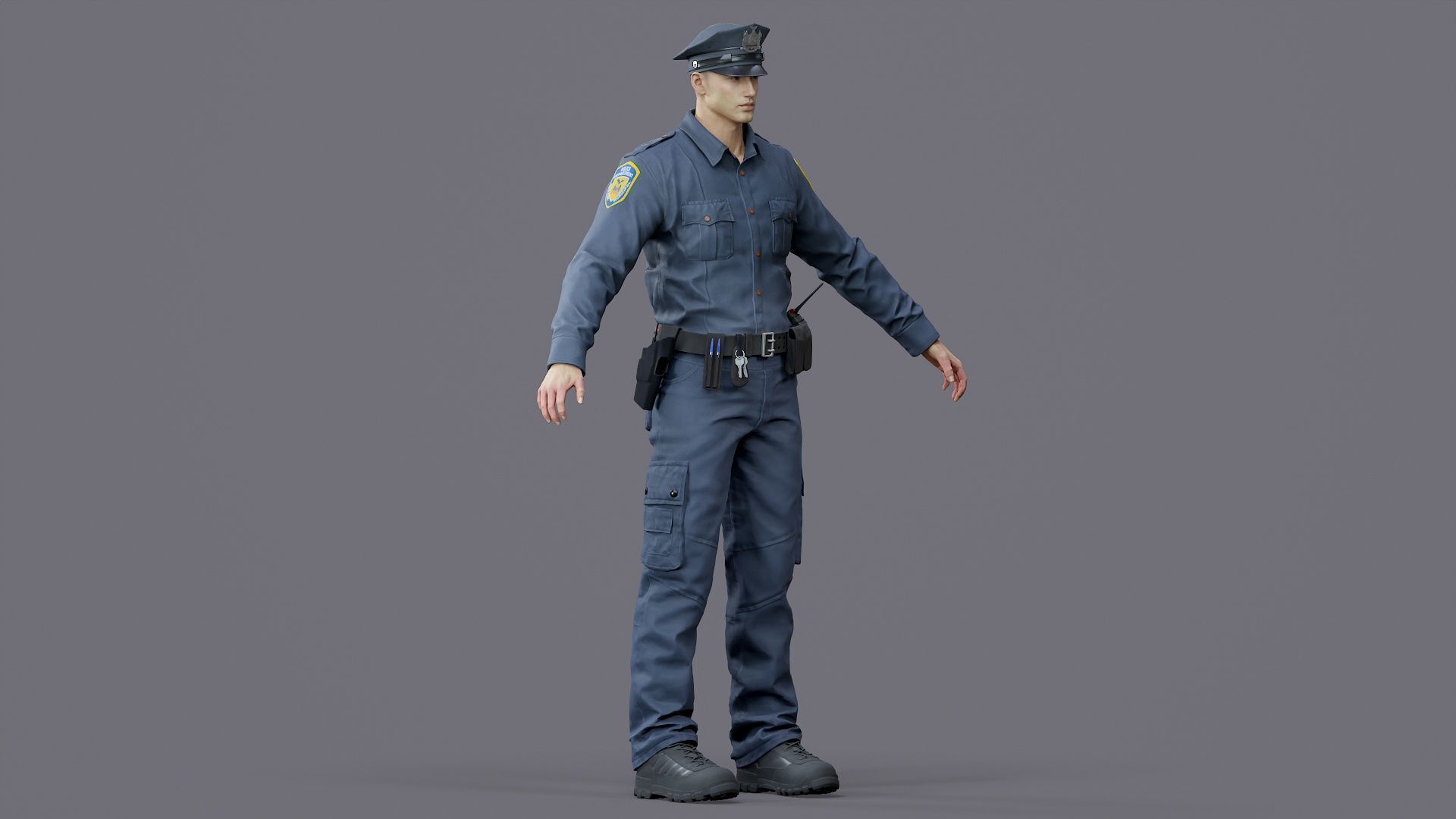 RIGGED POLICE MAN OFFICER Low-poly 3D model_10