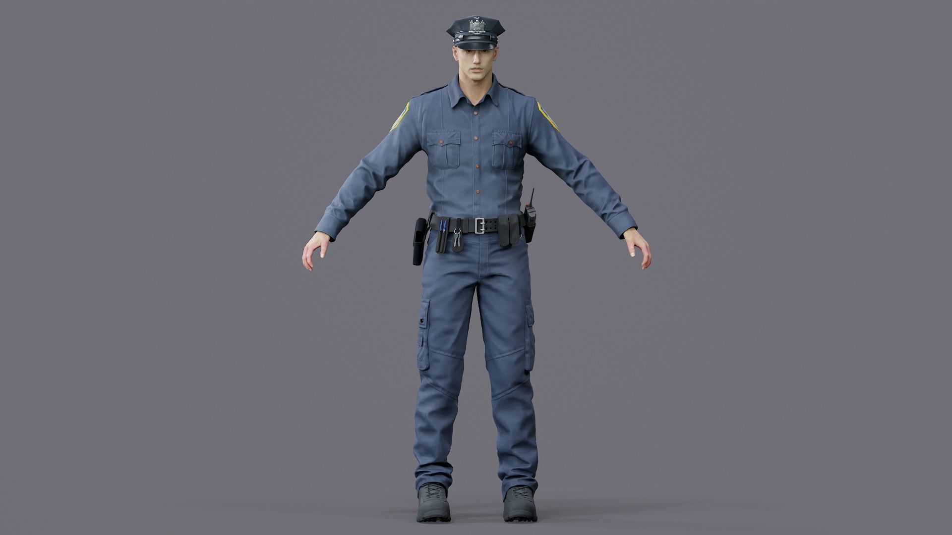RIGGED POLICE MAN OFFICER Low-poly 3D model_8