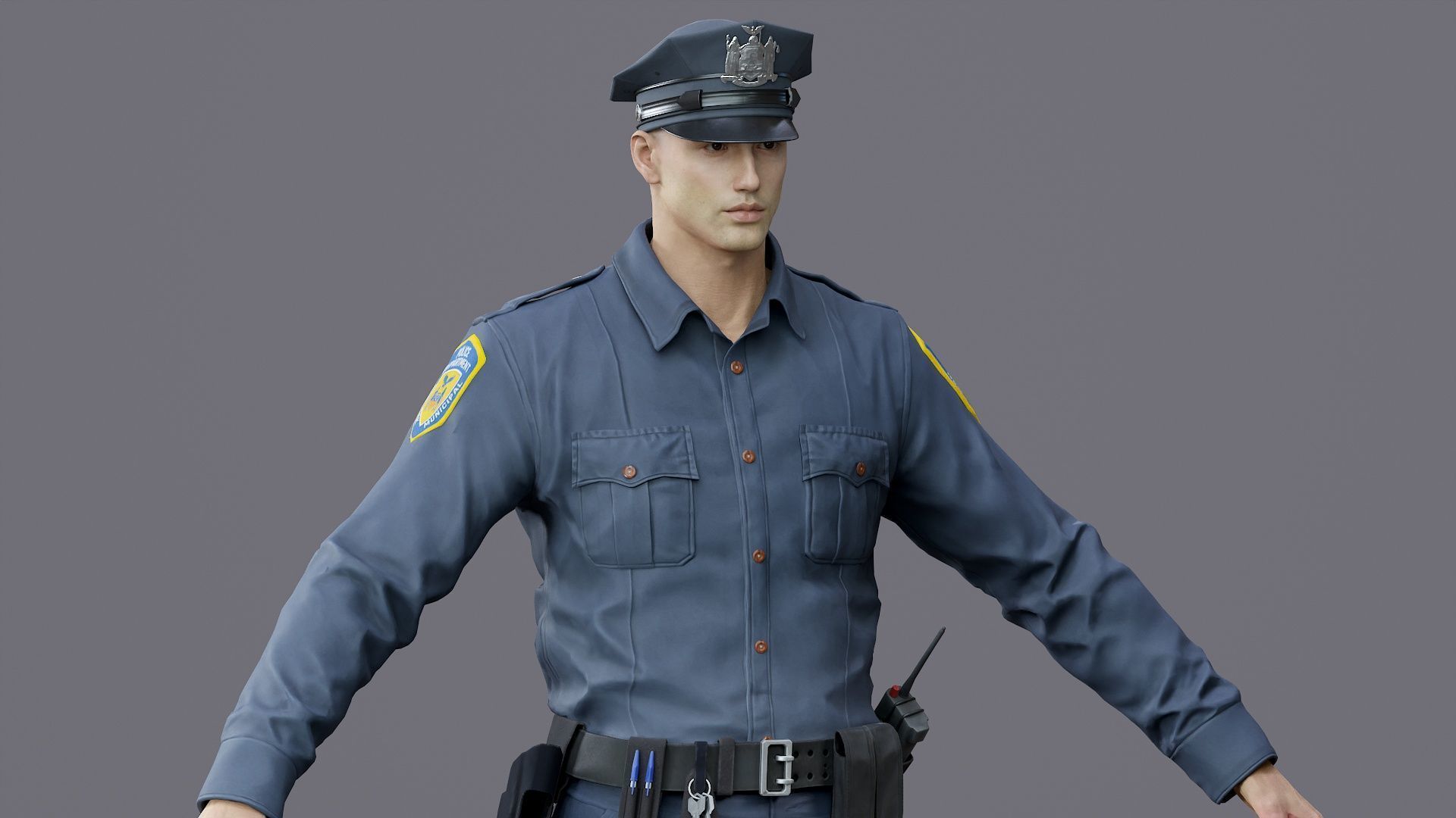 RIGGED POLICE MAN OFFICER Low-poly 3D model_29
