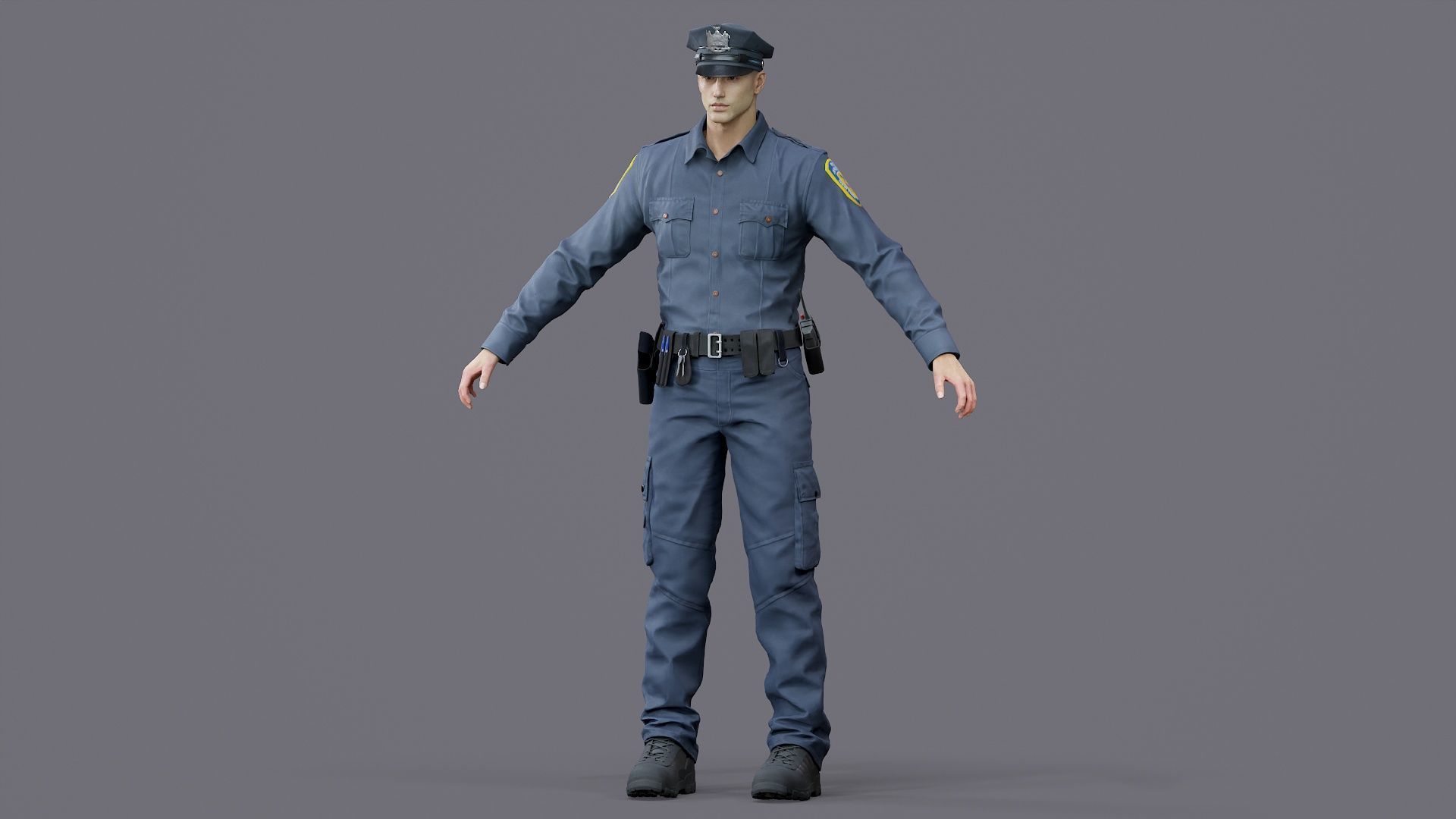 RIGGED POLICE MAN OFFICER Low-poly 3D model_27